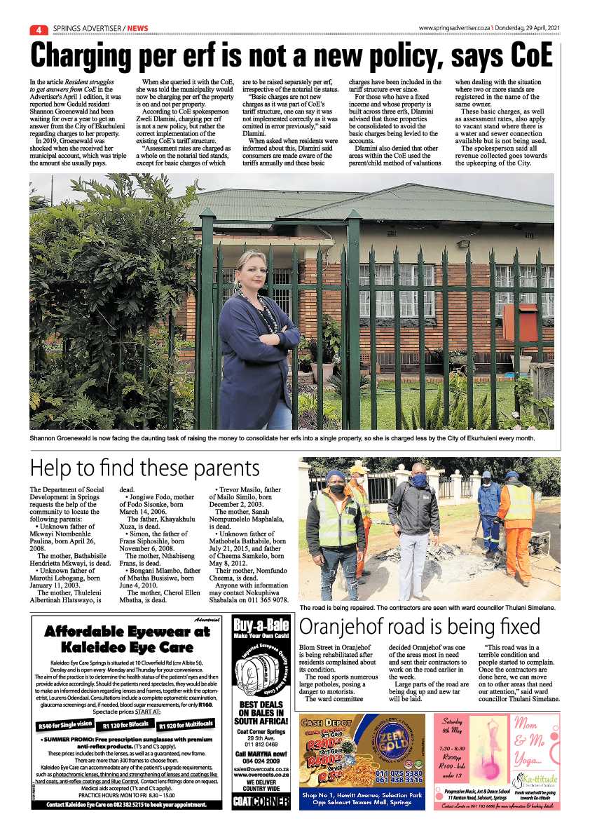 Springs Advertiser 30 April 2021 page 4