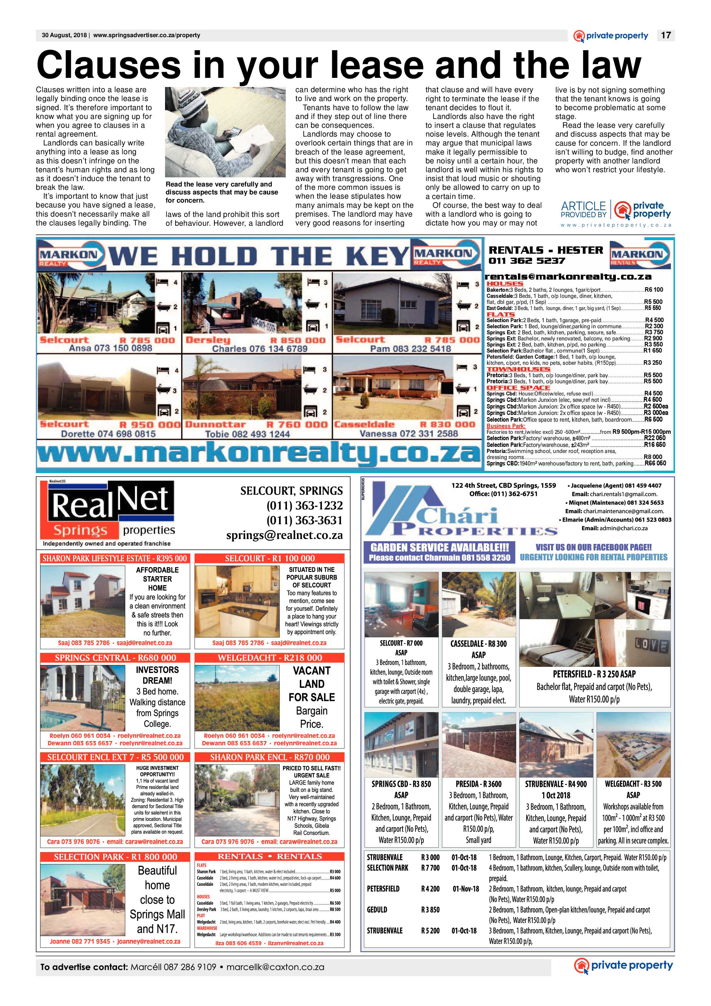 Springs Advertiser 30 August 2018 page 17