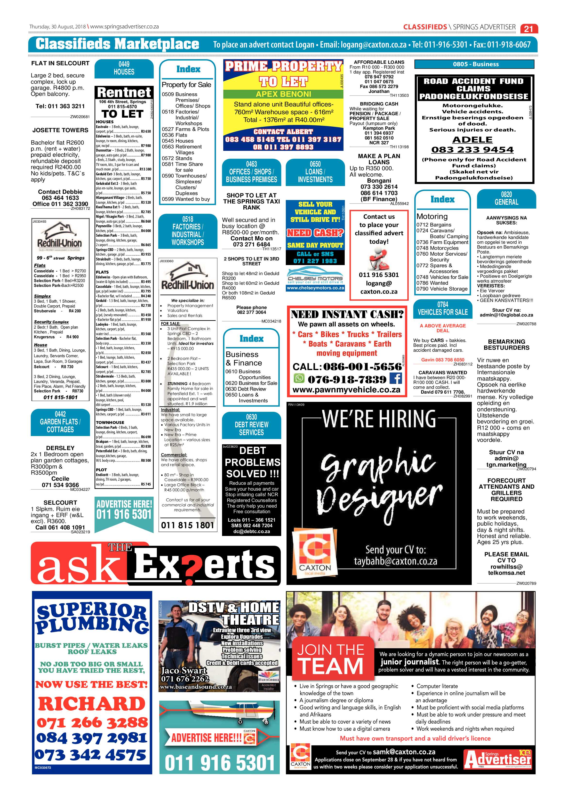 Springs Advertiser 30 August 2018 page 21