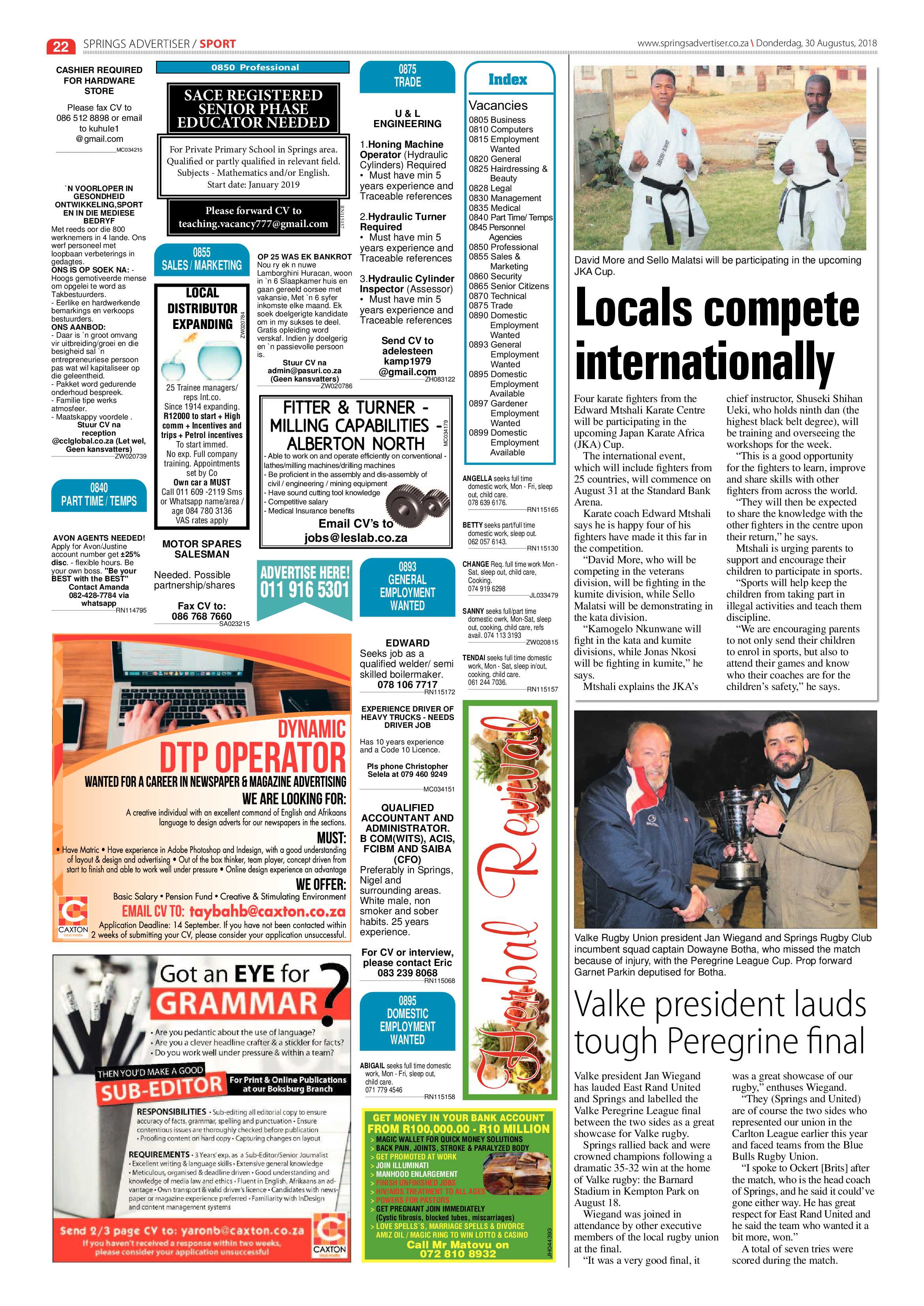Springs Advertiser 30 August 2018 page 22