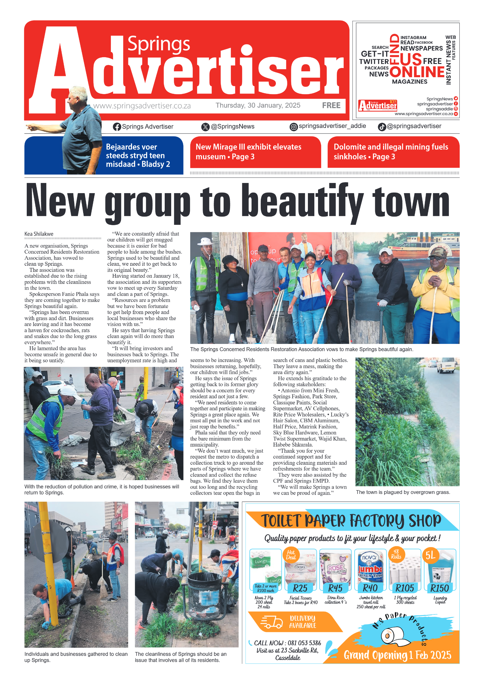 Springs Advertiser 30 January 2025 page 1