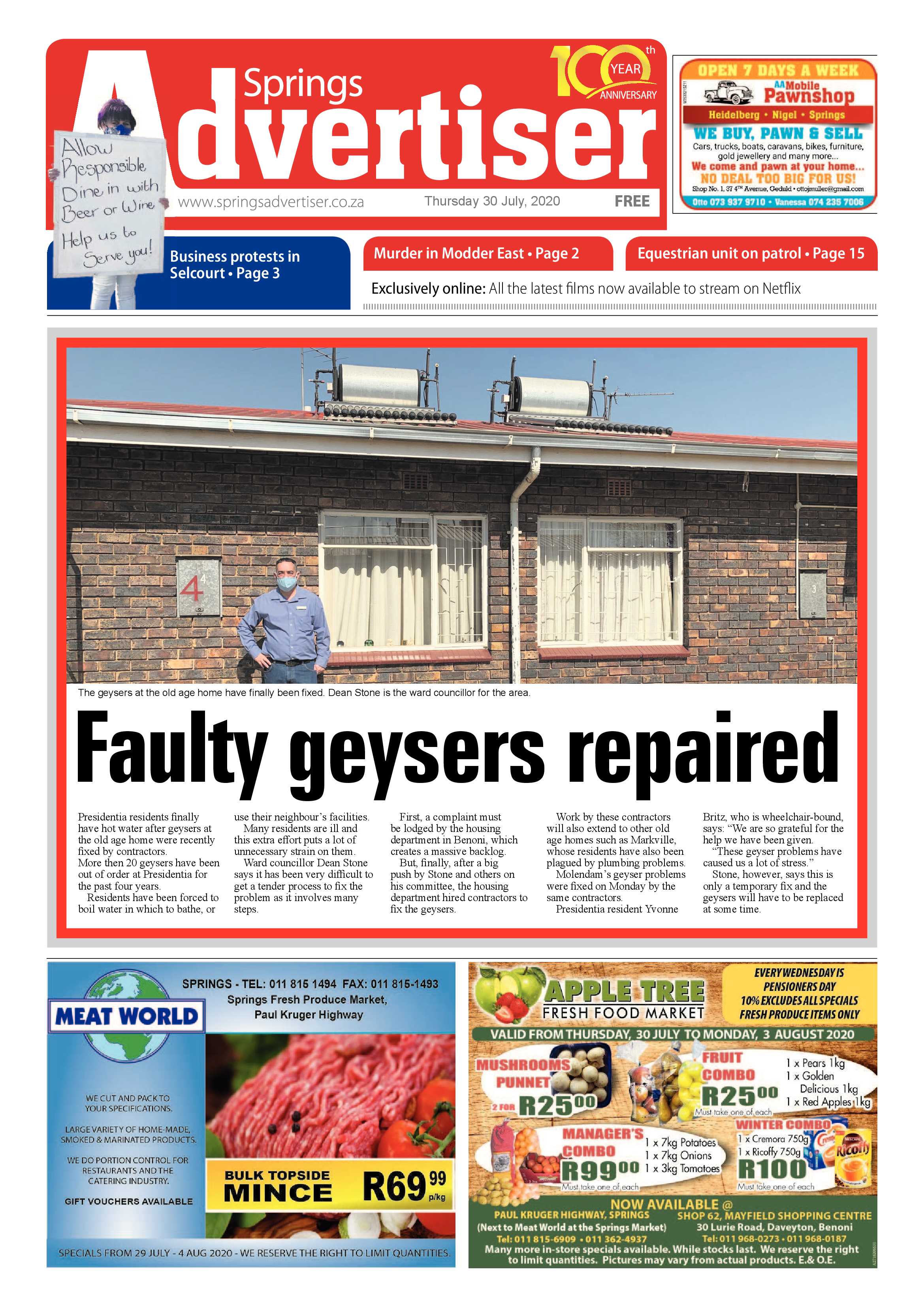 Springs Advertiser 30 July 2020 page 1