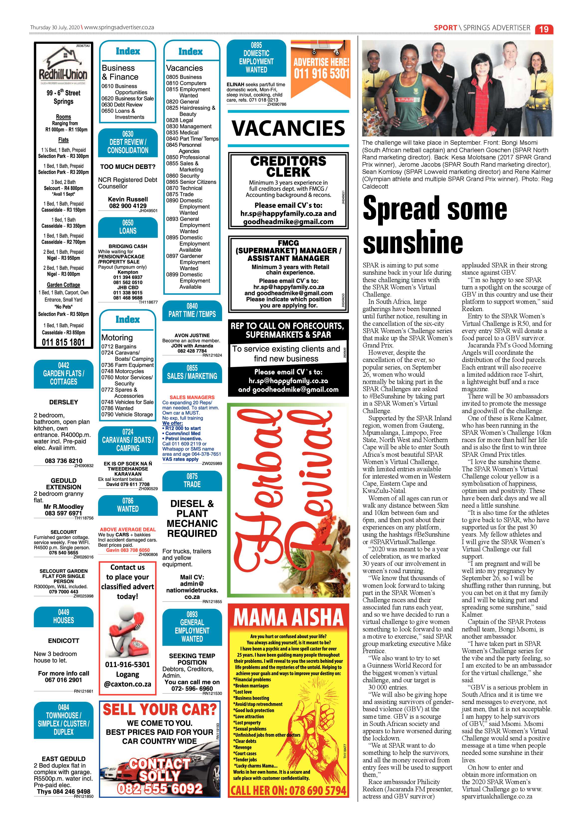 Springs Advertiser 30 July 2020 page 19