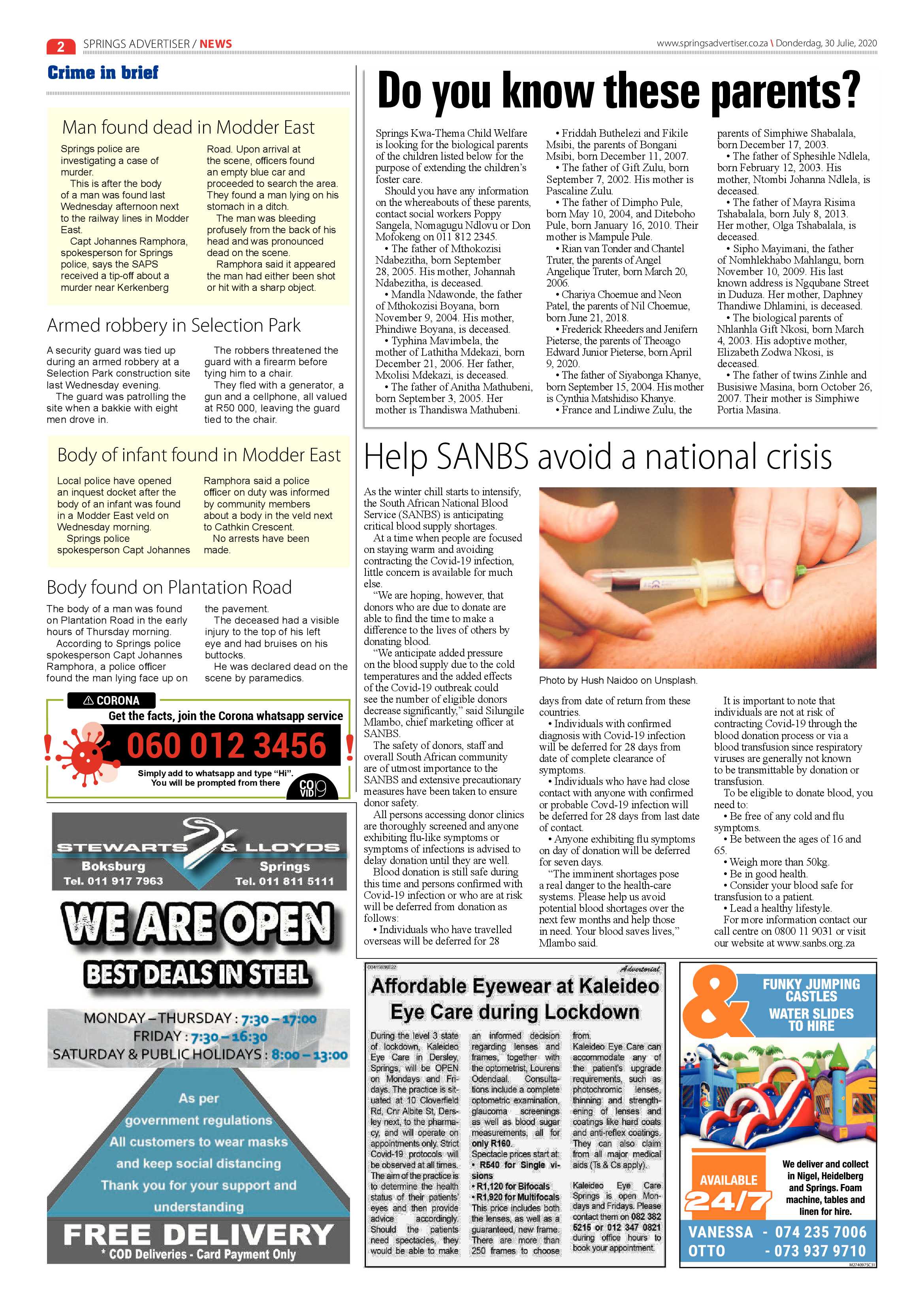 Springs Advertiser 30 July 2020 page 2