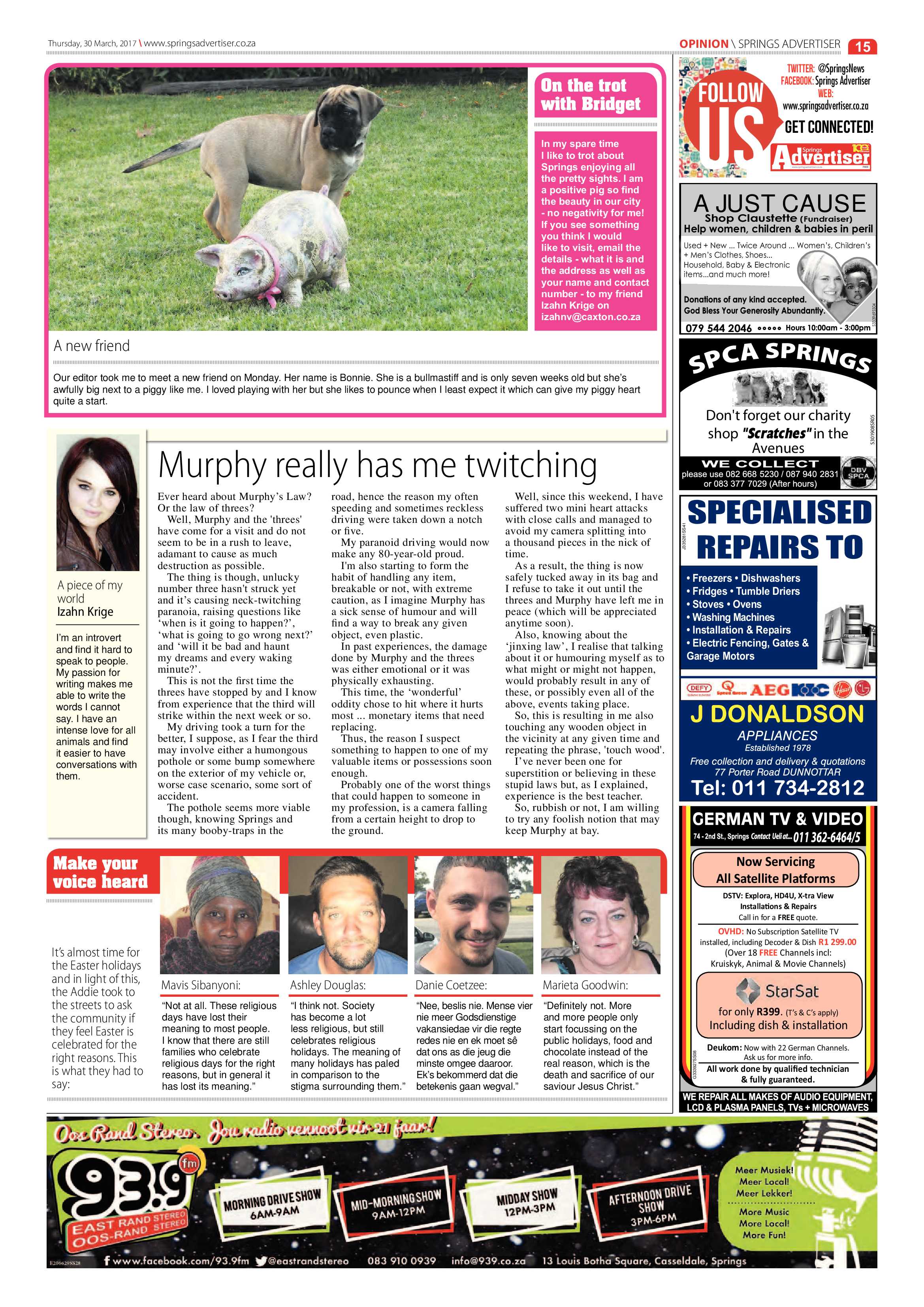 Springs Advertiser 30 March 2017 page 15