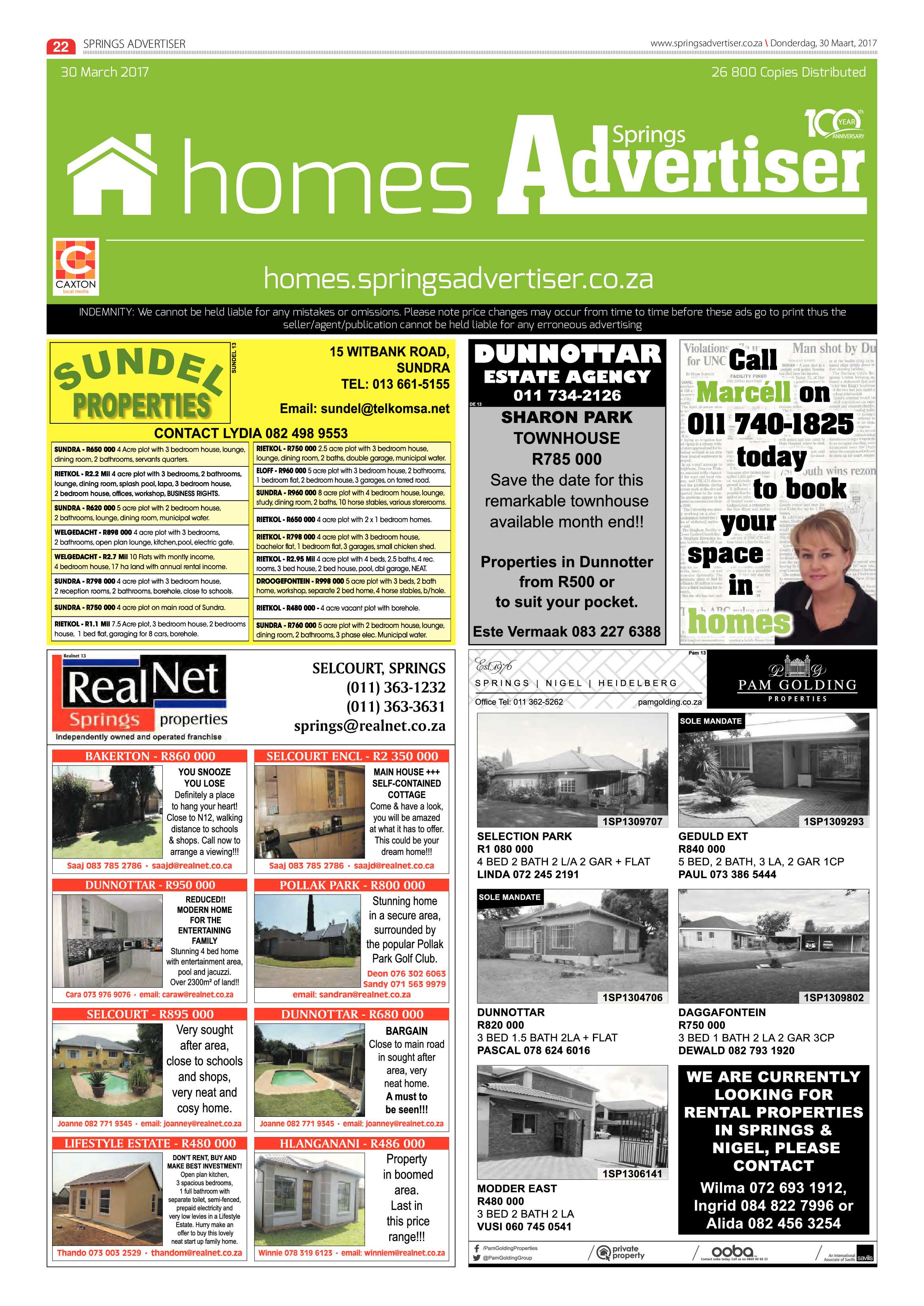 Springs Advertiser 30 March 2017 page 22