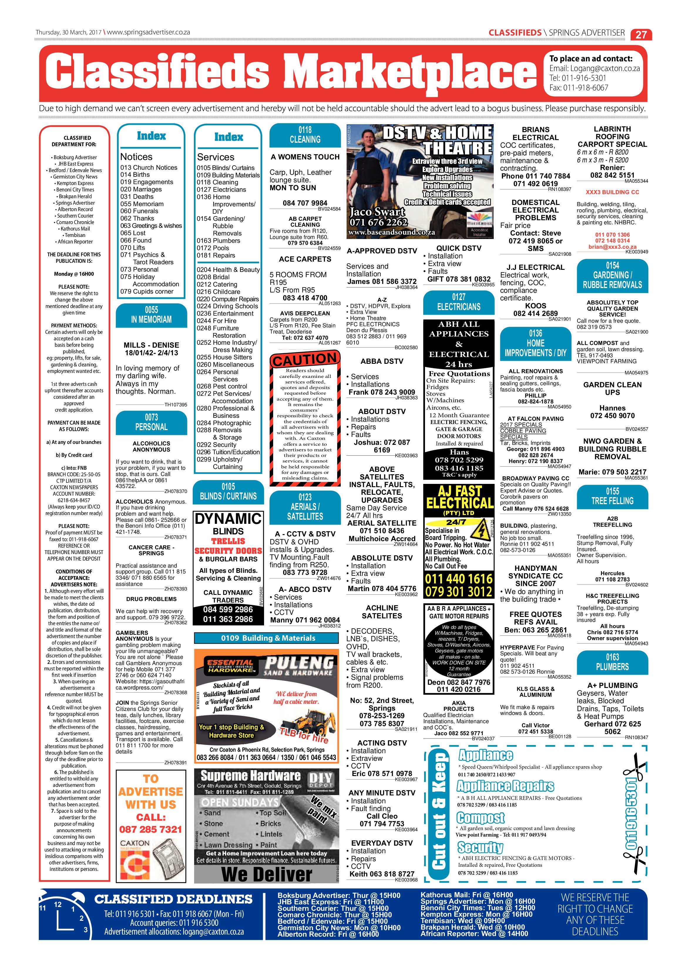 Springs Advertiser 30 March 2017 page 27