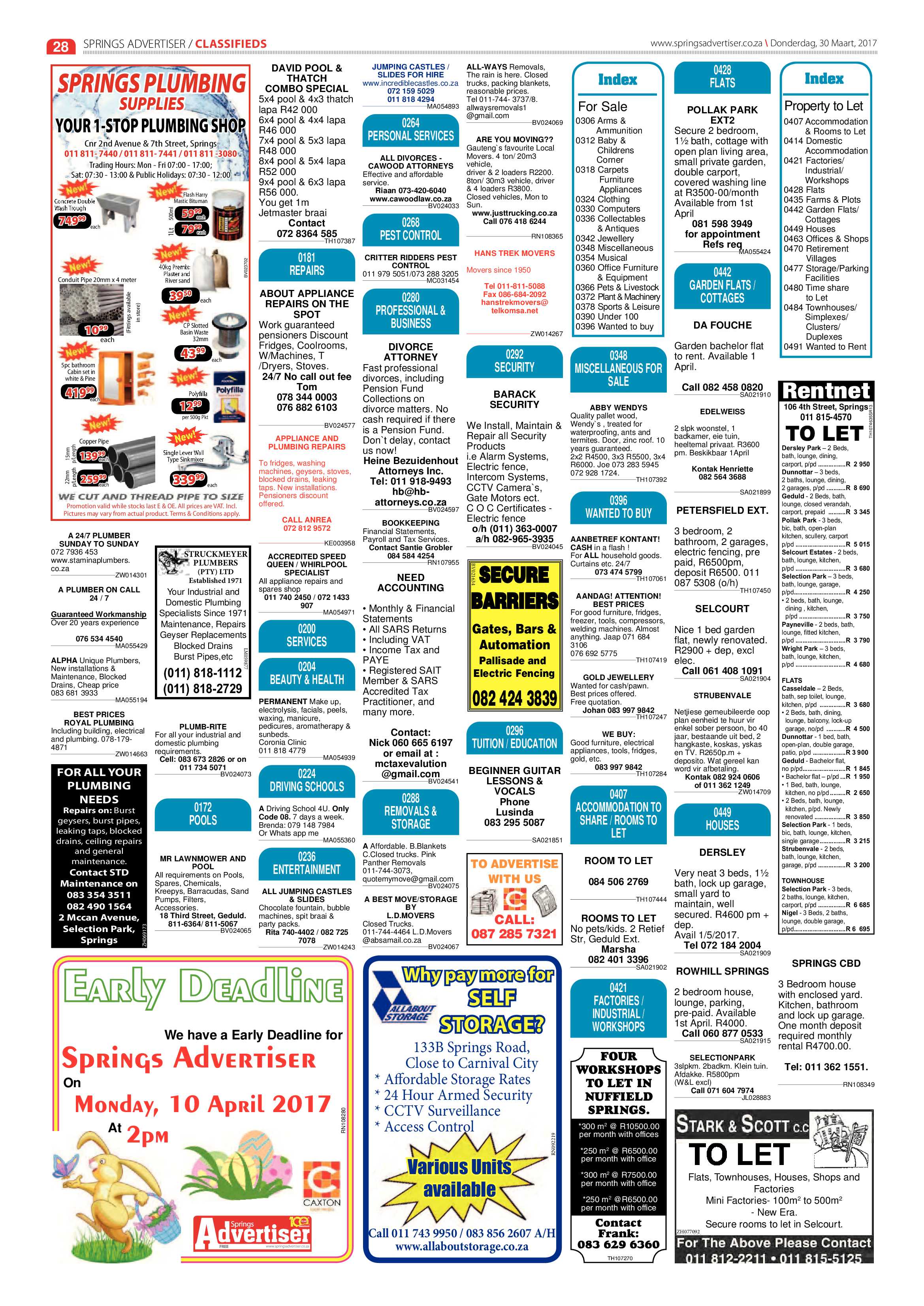 Springs Advertiser 30 March 2017 page 28