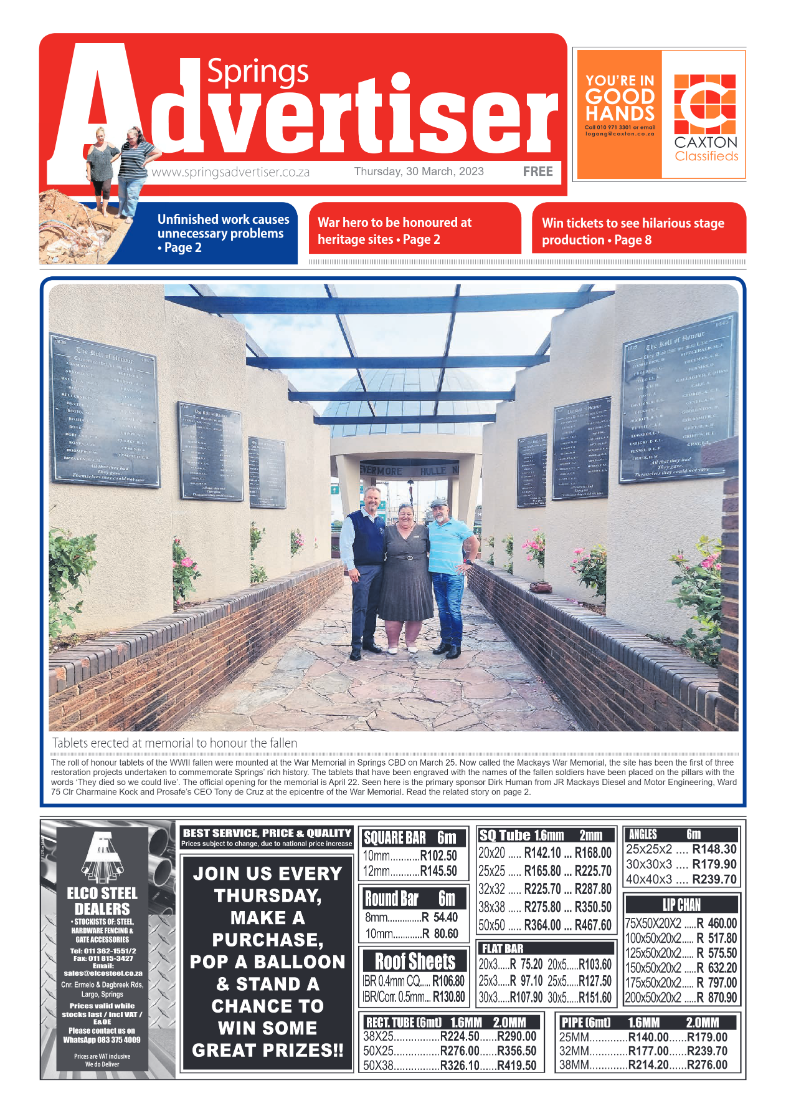 Springs Advertiser 30 March 2023 page 1