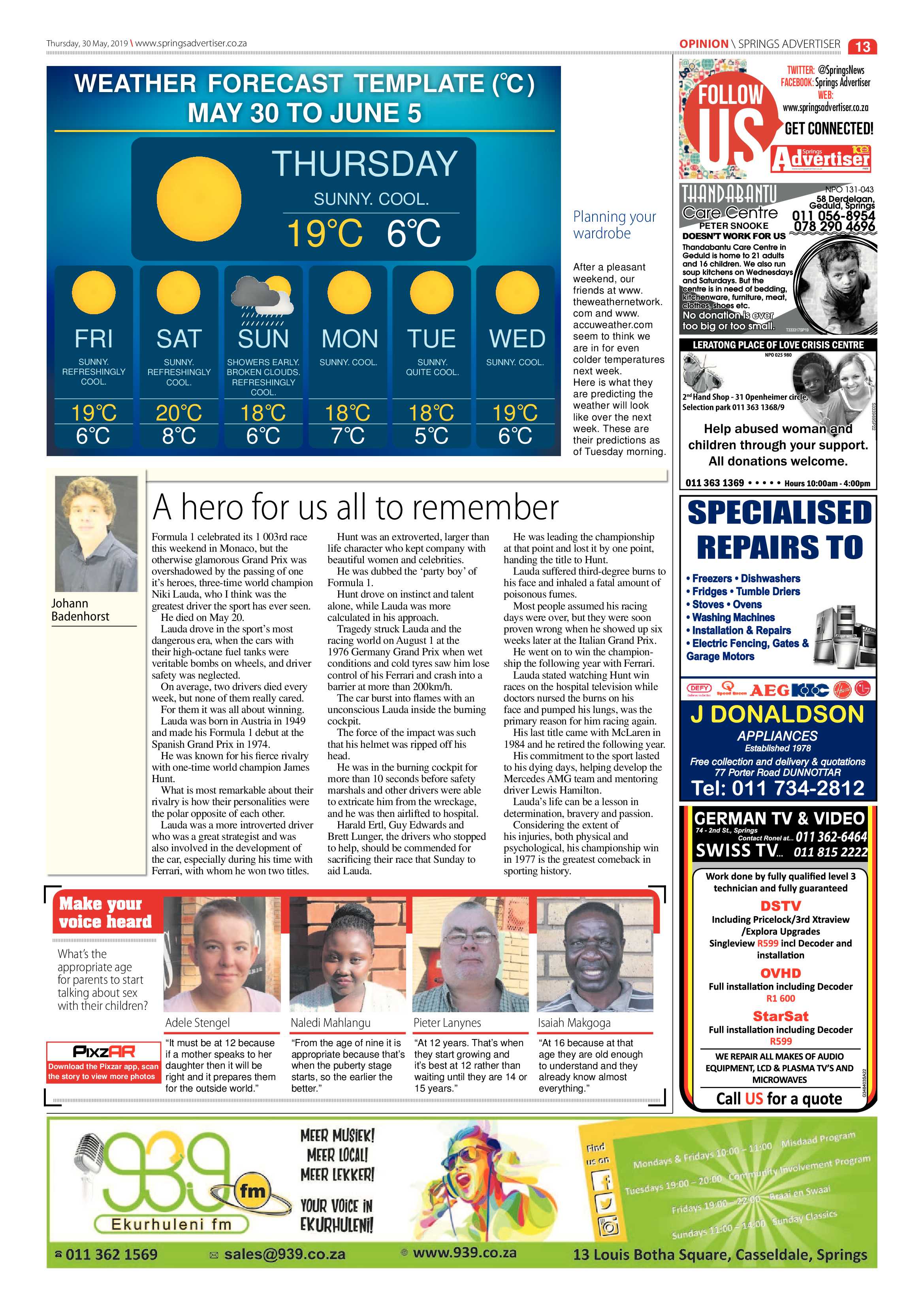 Springs Advertiser 30 May 2019 page 13