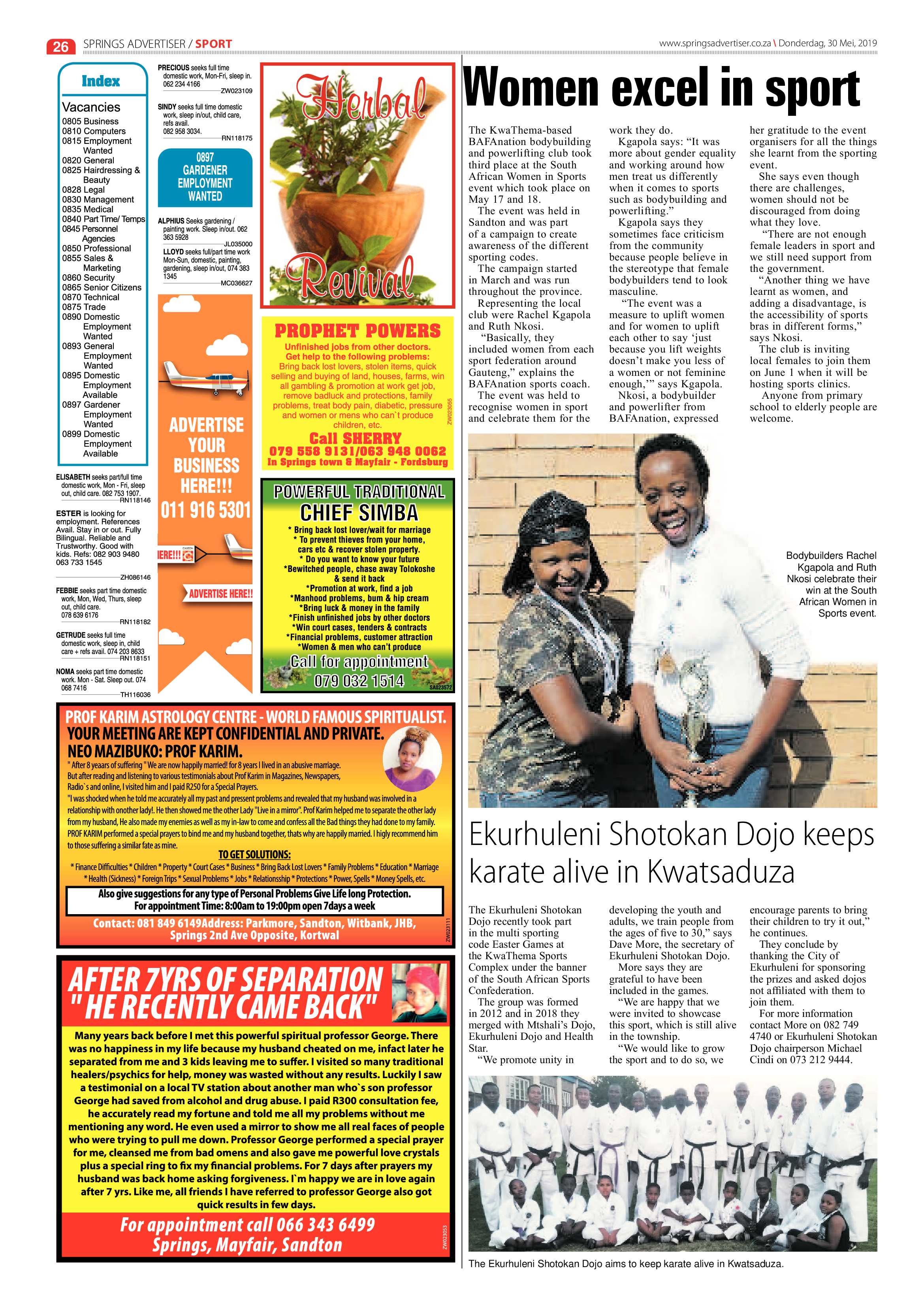 Springs Advertiser 30 May 2019 page 26