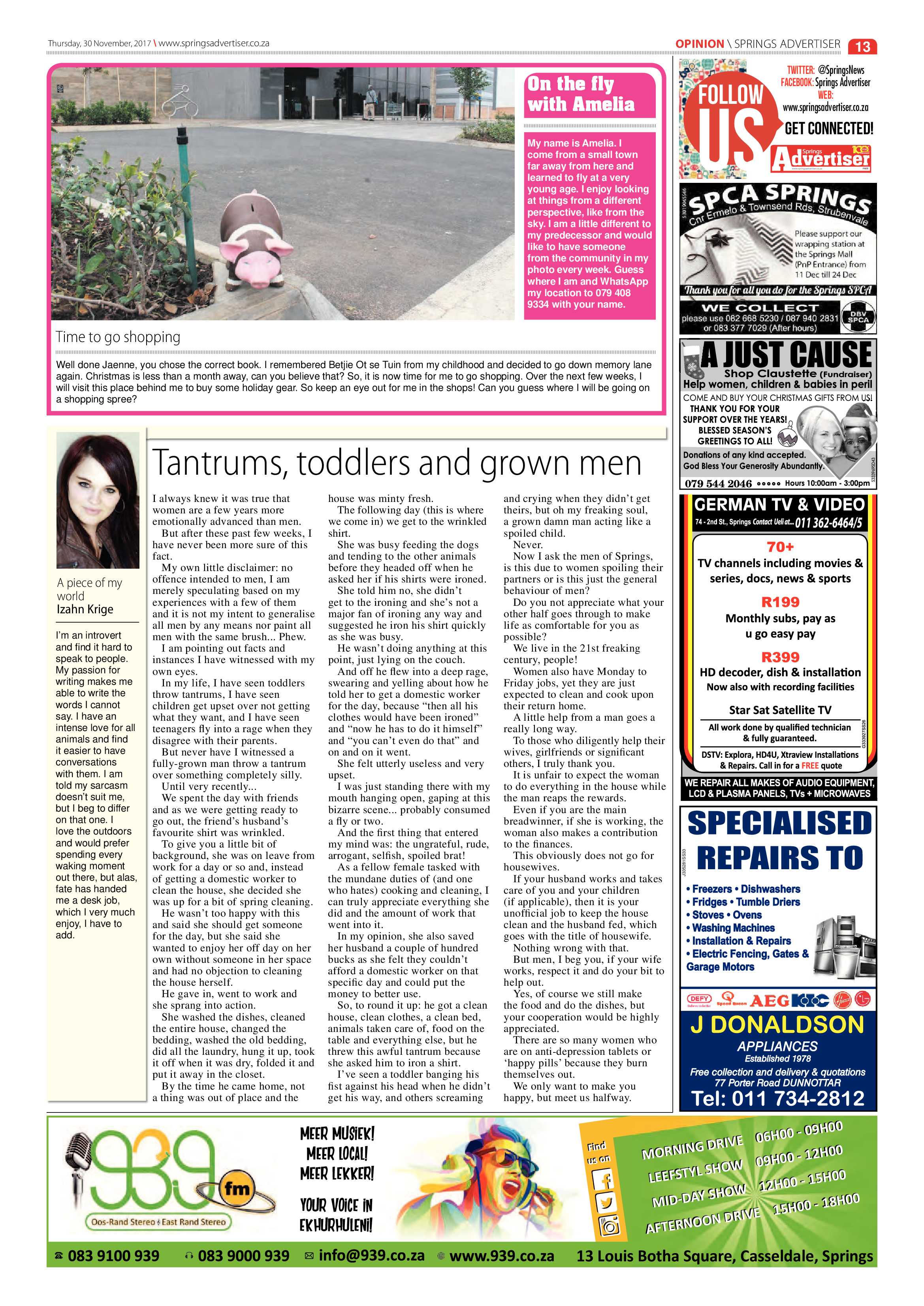 Springs Advertiser 30 November 2017 page 13