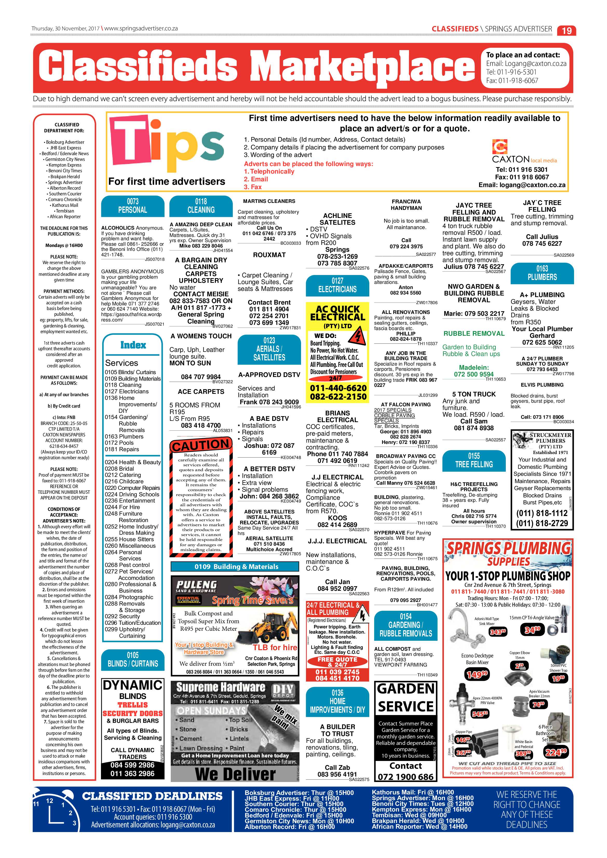 Springs Advertiser 30 November 2017 page 19