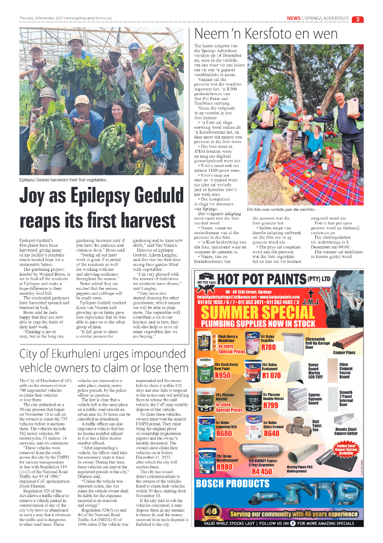 Springs Advertiser 30 November 2023 page 3