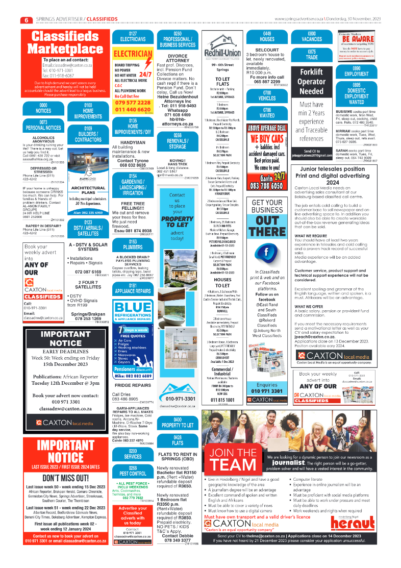 Springs Advertiser 30 November 2023 page 6