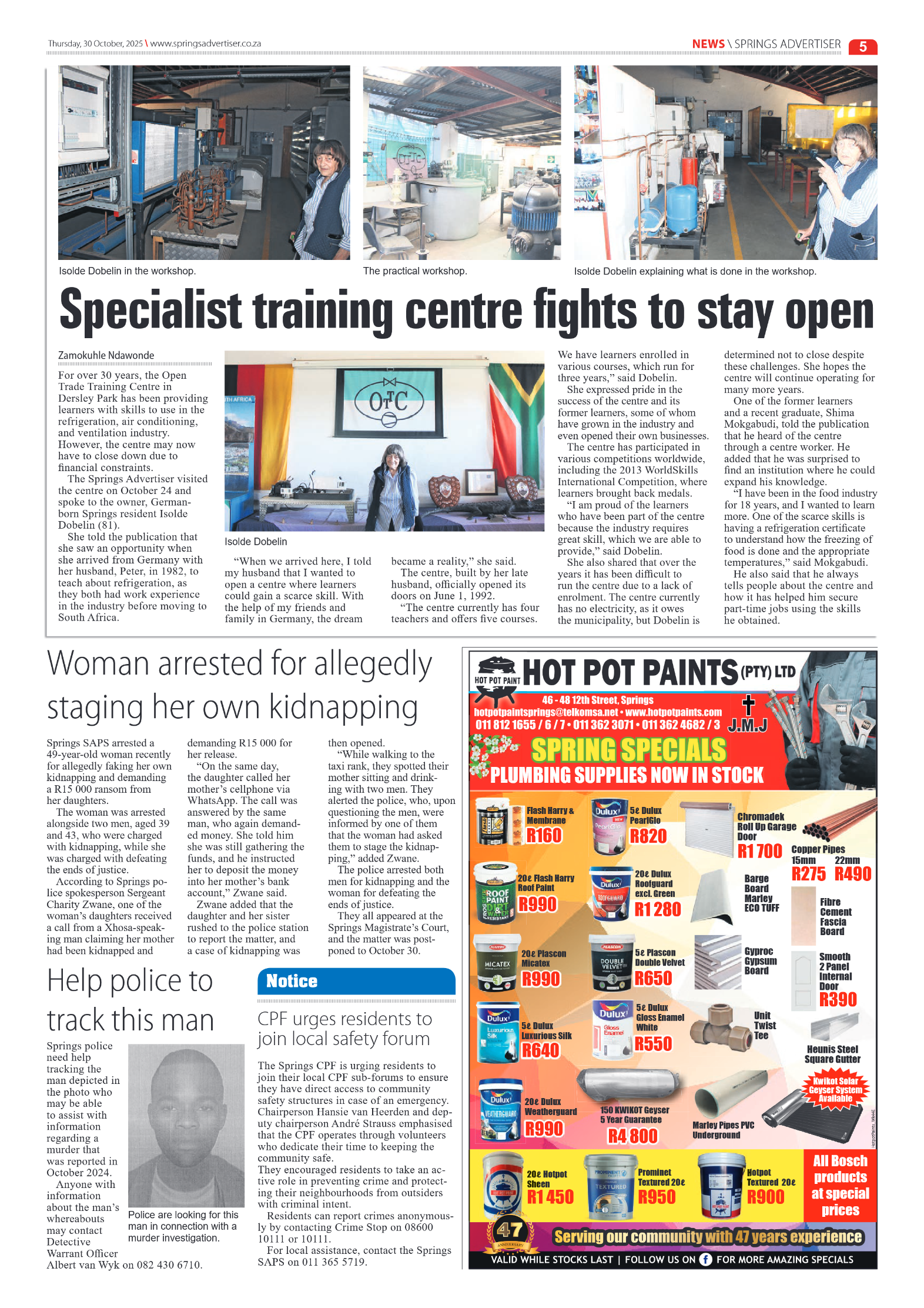 Springs Advertiser 30 October 2025 page 5