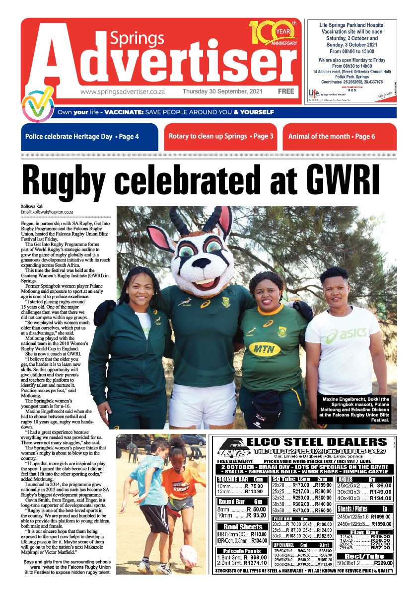 Springs Advertiser 30 September 2021 page 1