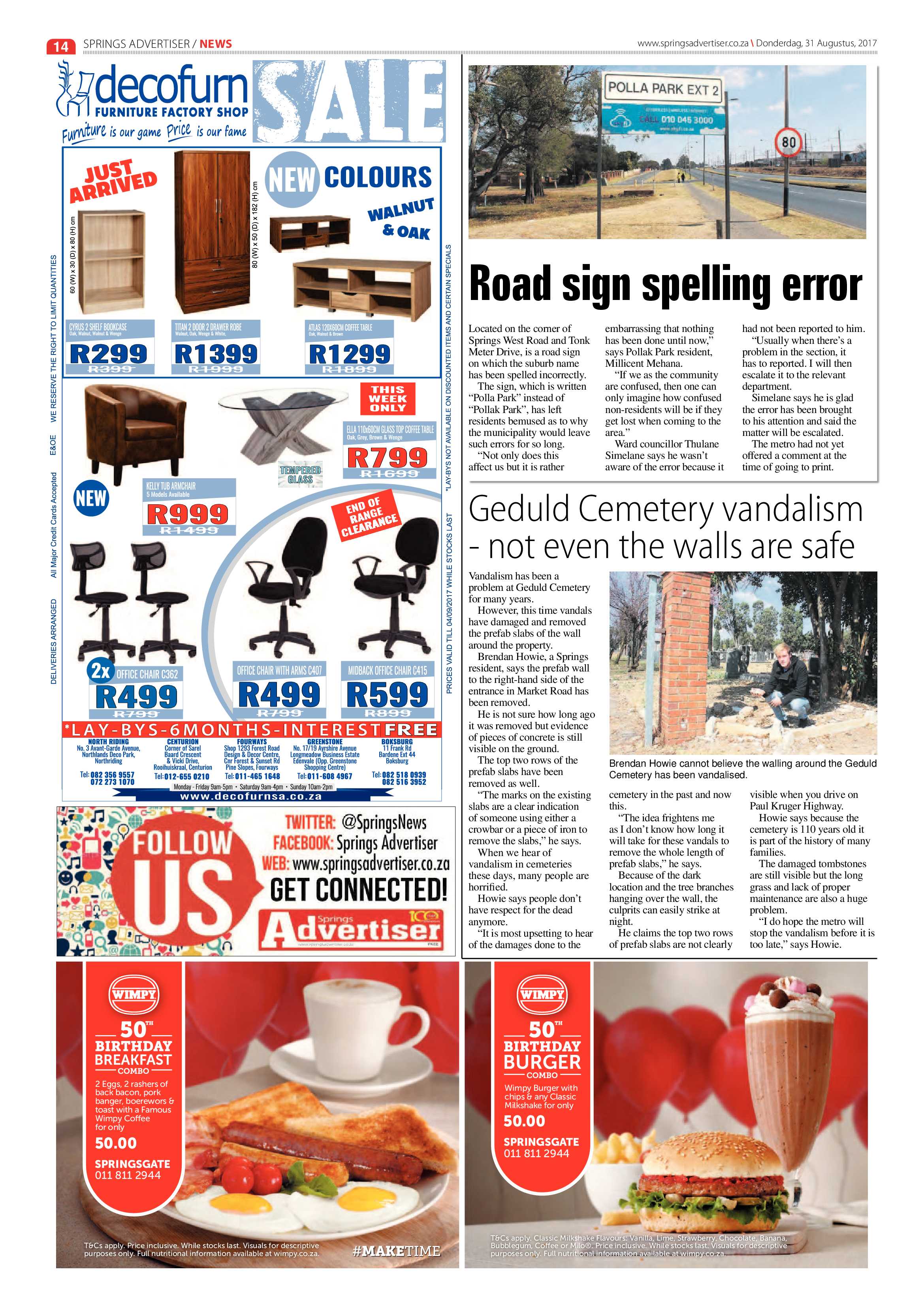 Springs Advertiser 31 August 2017 page 14