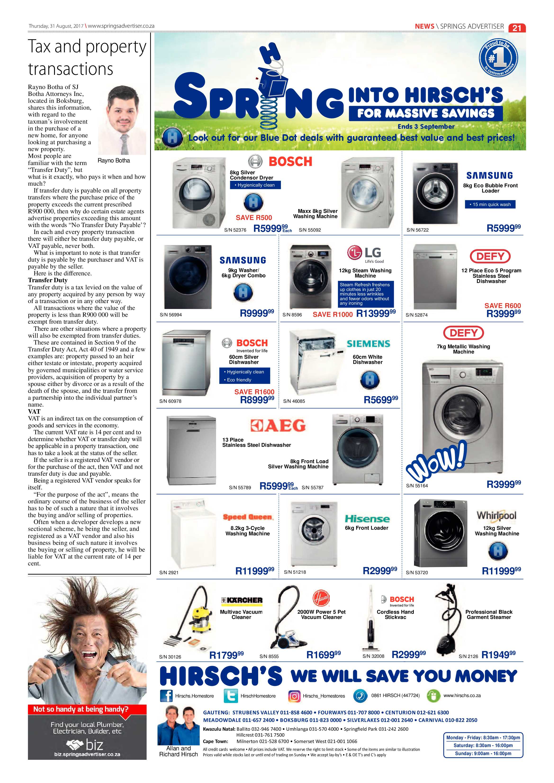 Springs Advertiser 31 August 2017 page 21