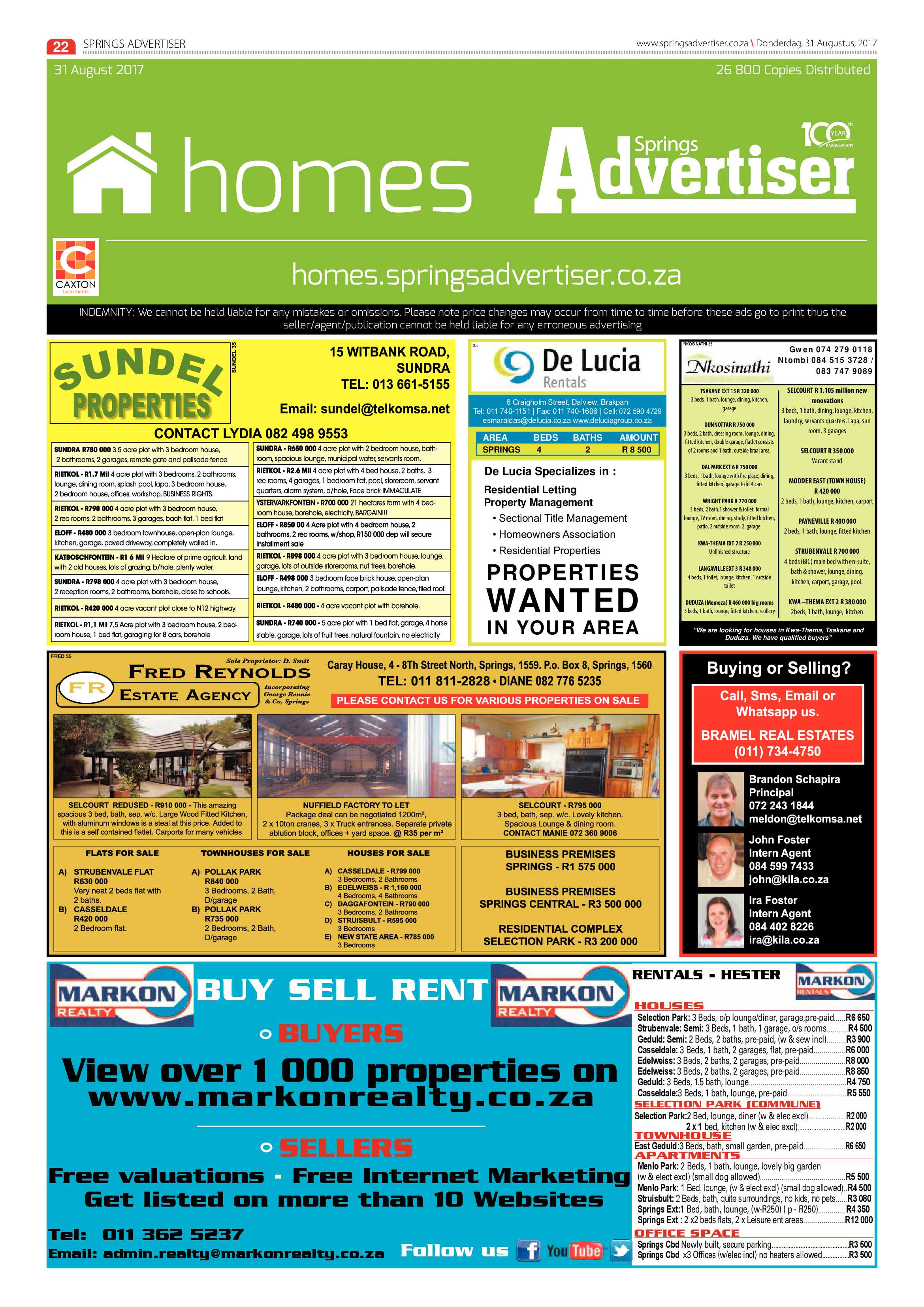 Springs Advertiser 31 August 2017 page 22
