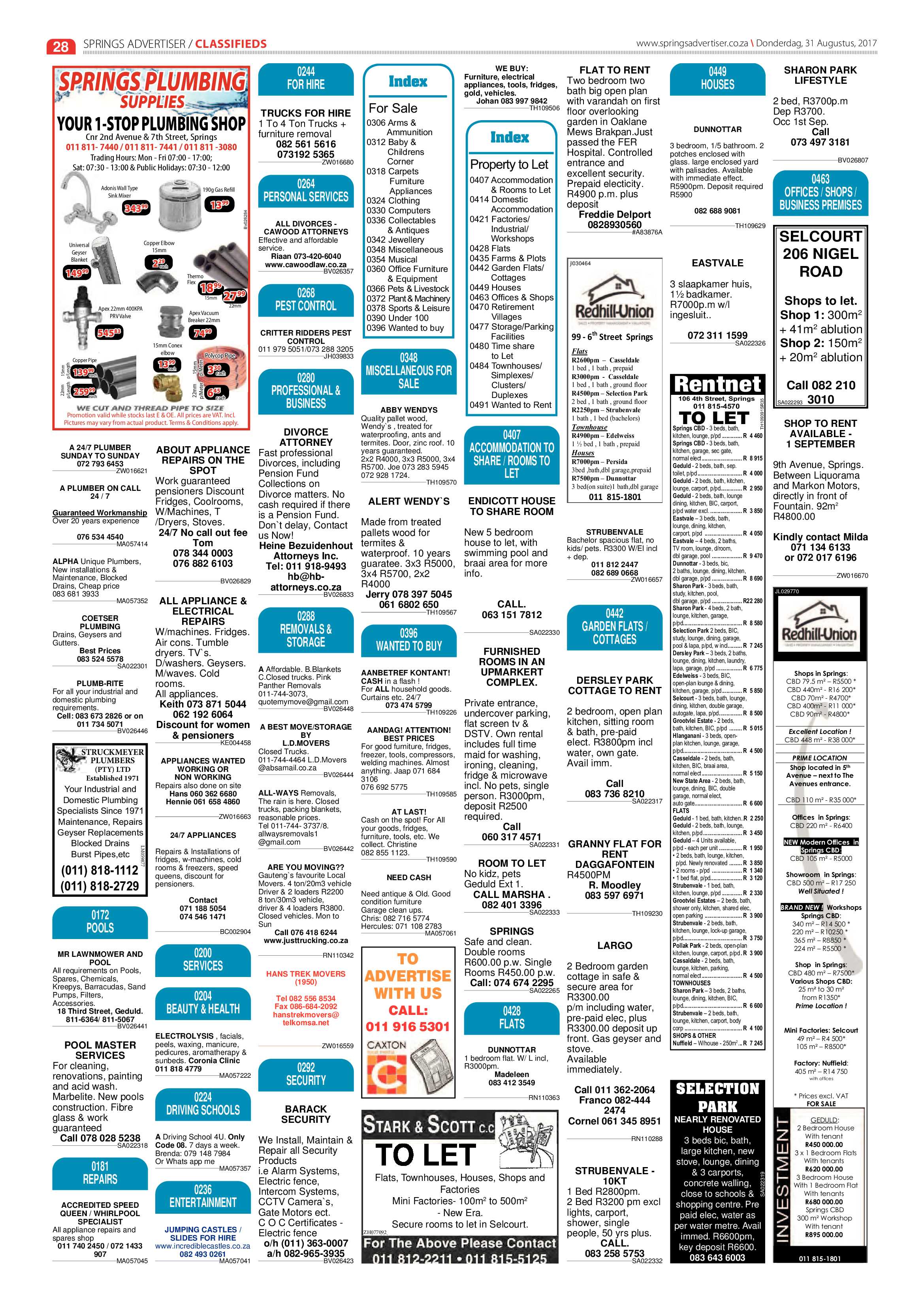 Springs Advertiser 31 August 2017 page 28