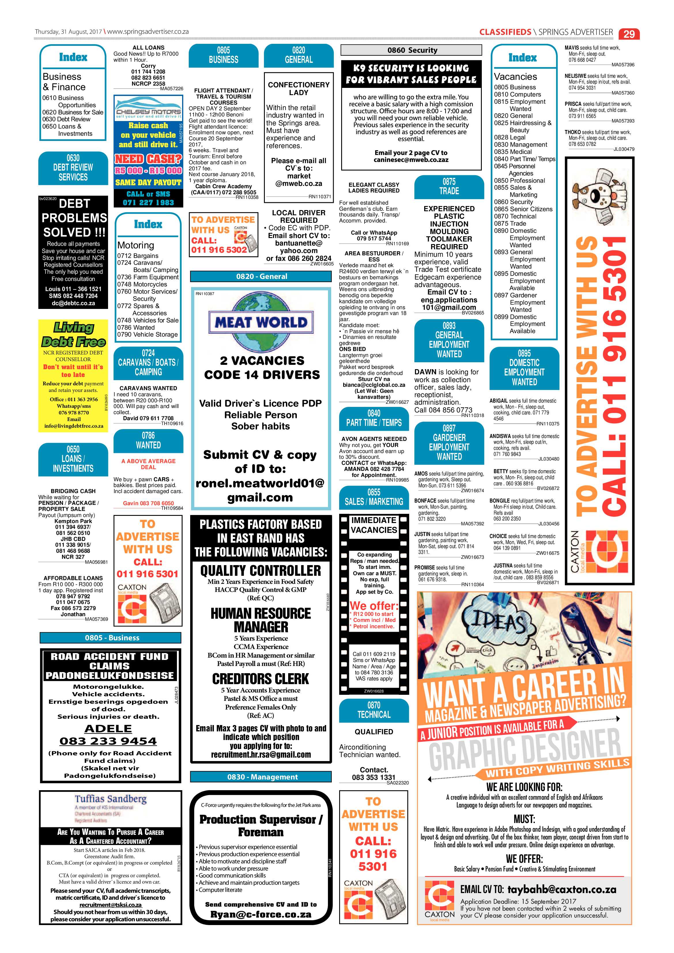 Springs Advertiser 31 August 2017 page 29