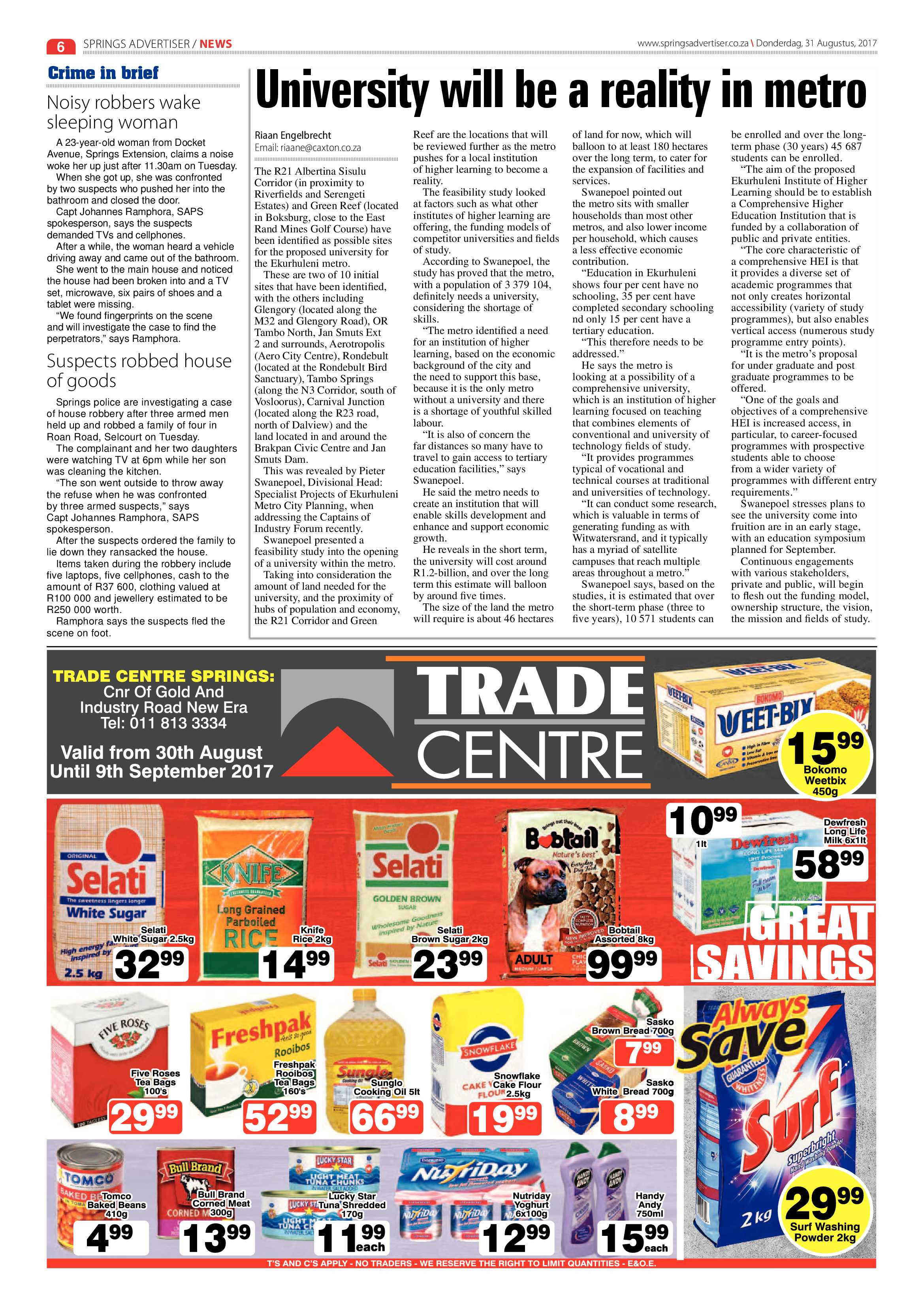 Springs Advertiser 31 August 2017 page 6