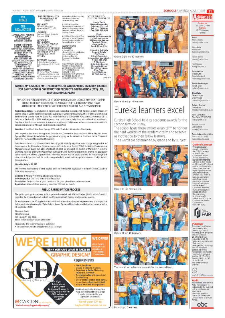 Springs Advertiser 31 August 2023 page 11
