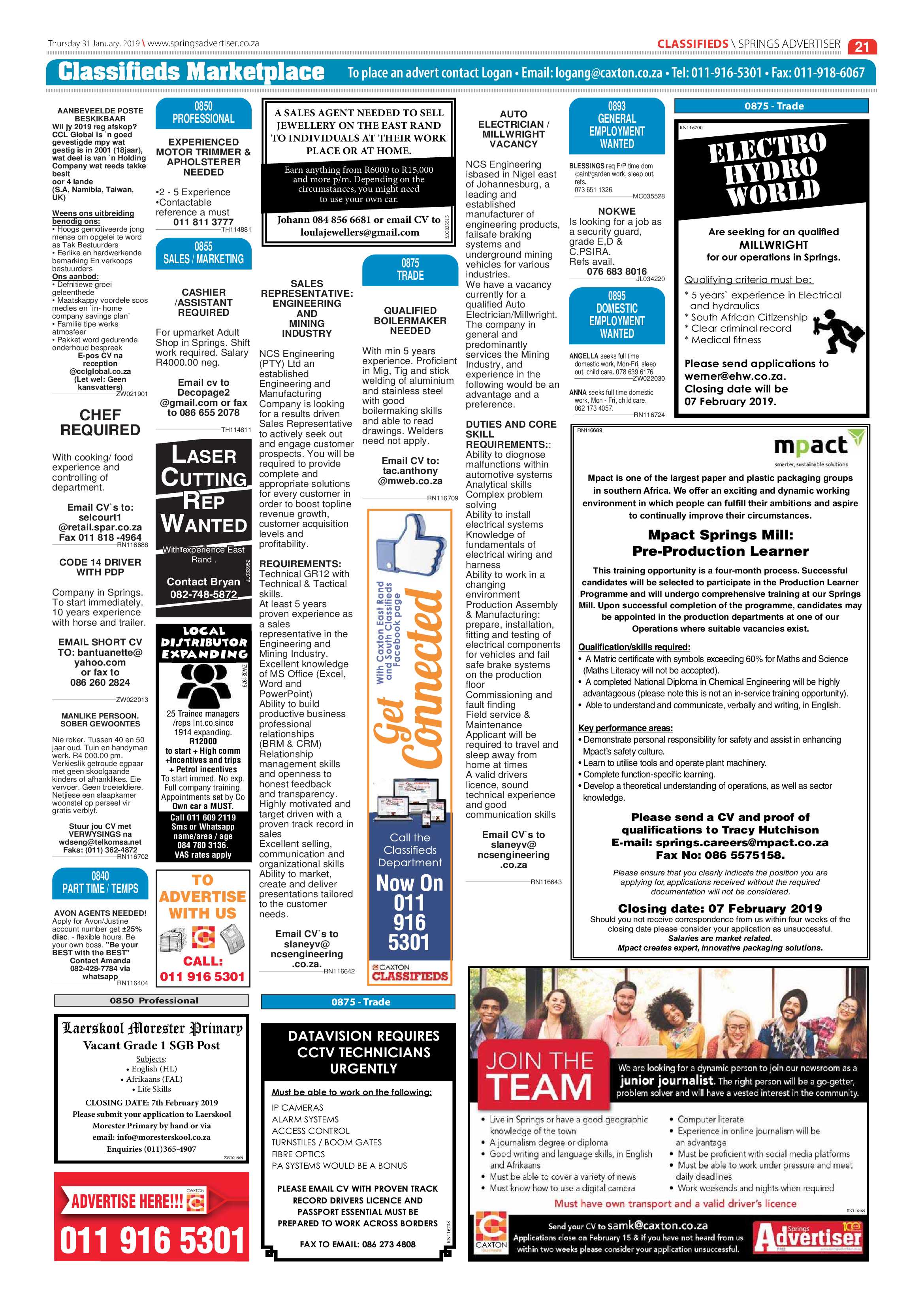 Springs Advertiser 31 January 2019 page 21