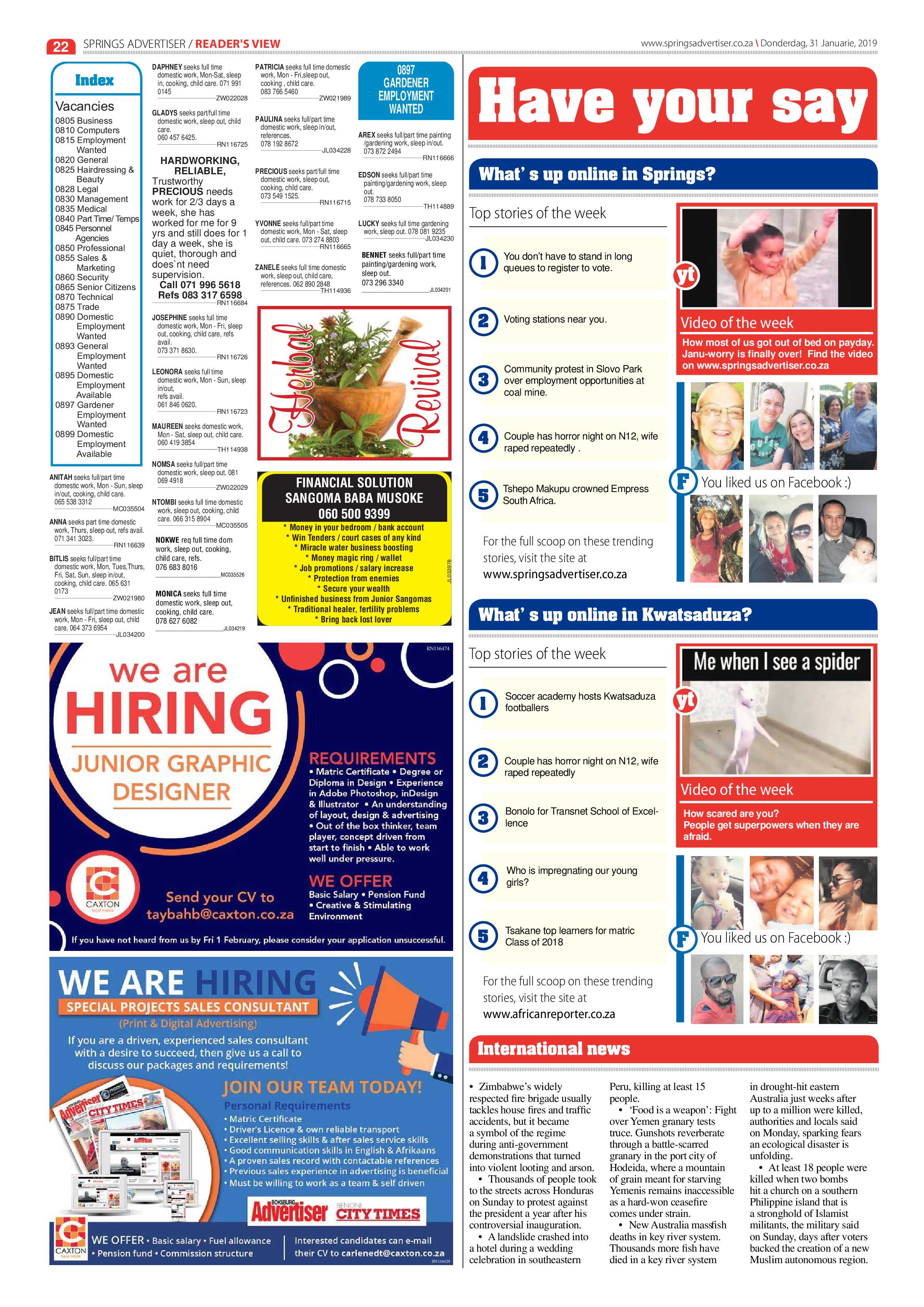 Springs Advertiser 31 January 2019 page 22