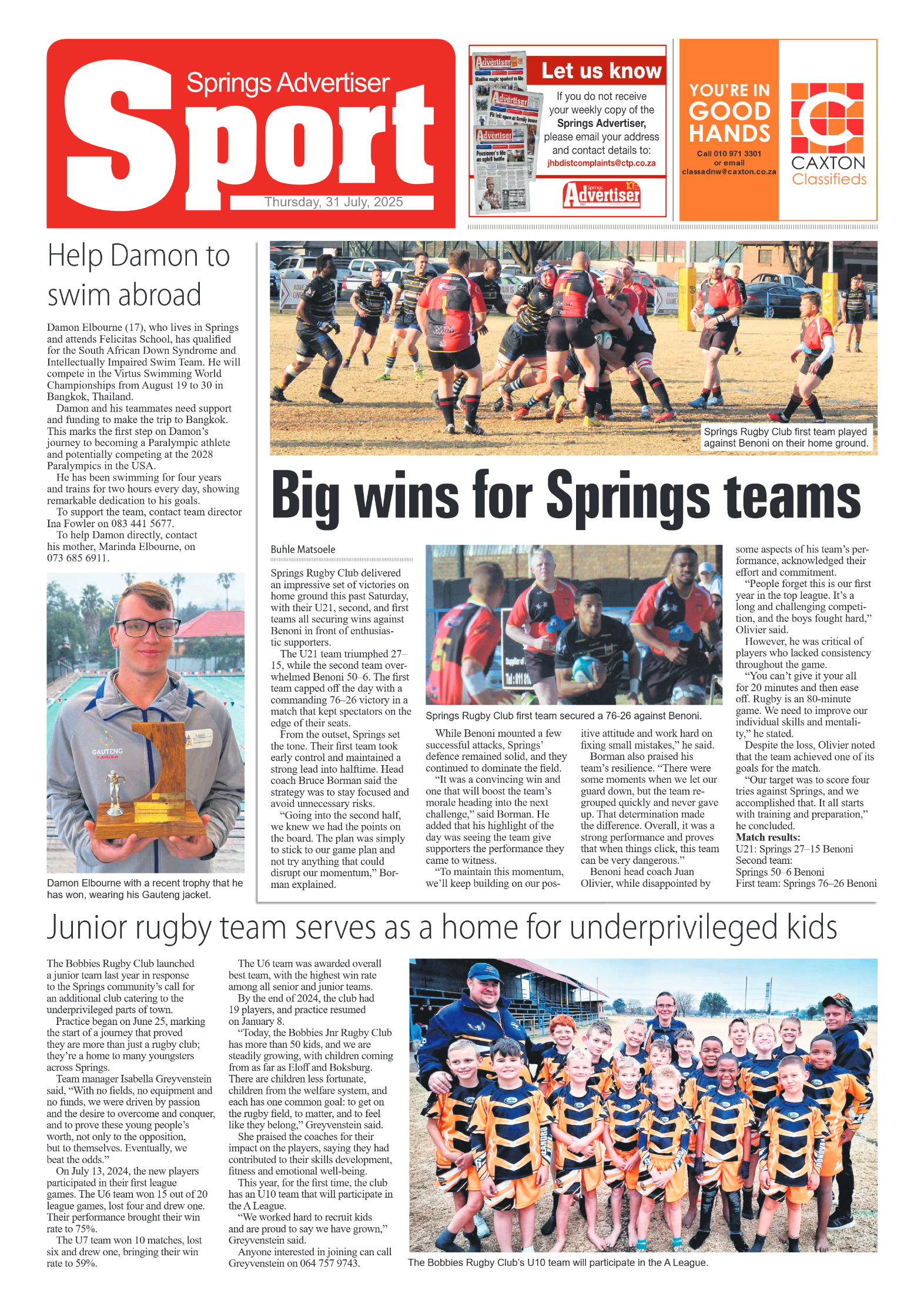 Springs Advertiser 31 July 2025 page 16