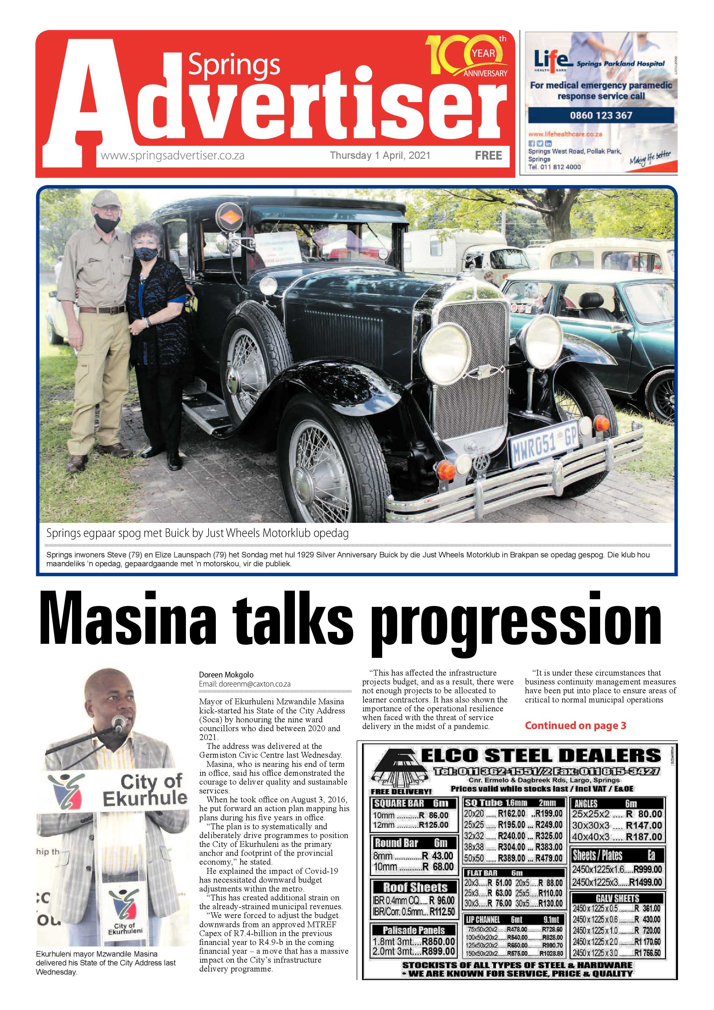 Springs Advertiser 31 March 2021 page 1