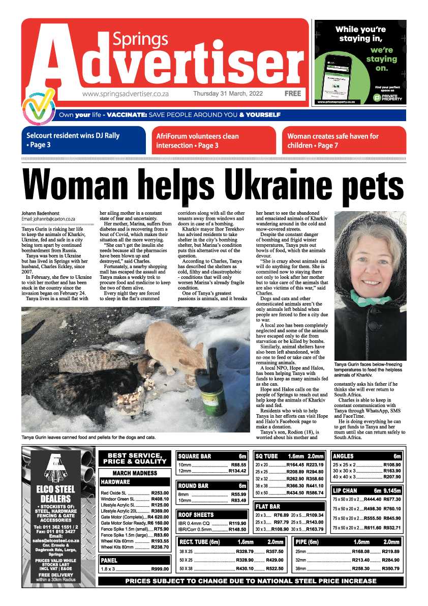 Springs Advertiser 31 March 2022 page 1