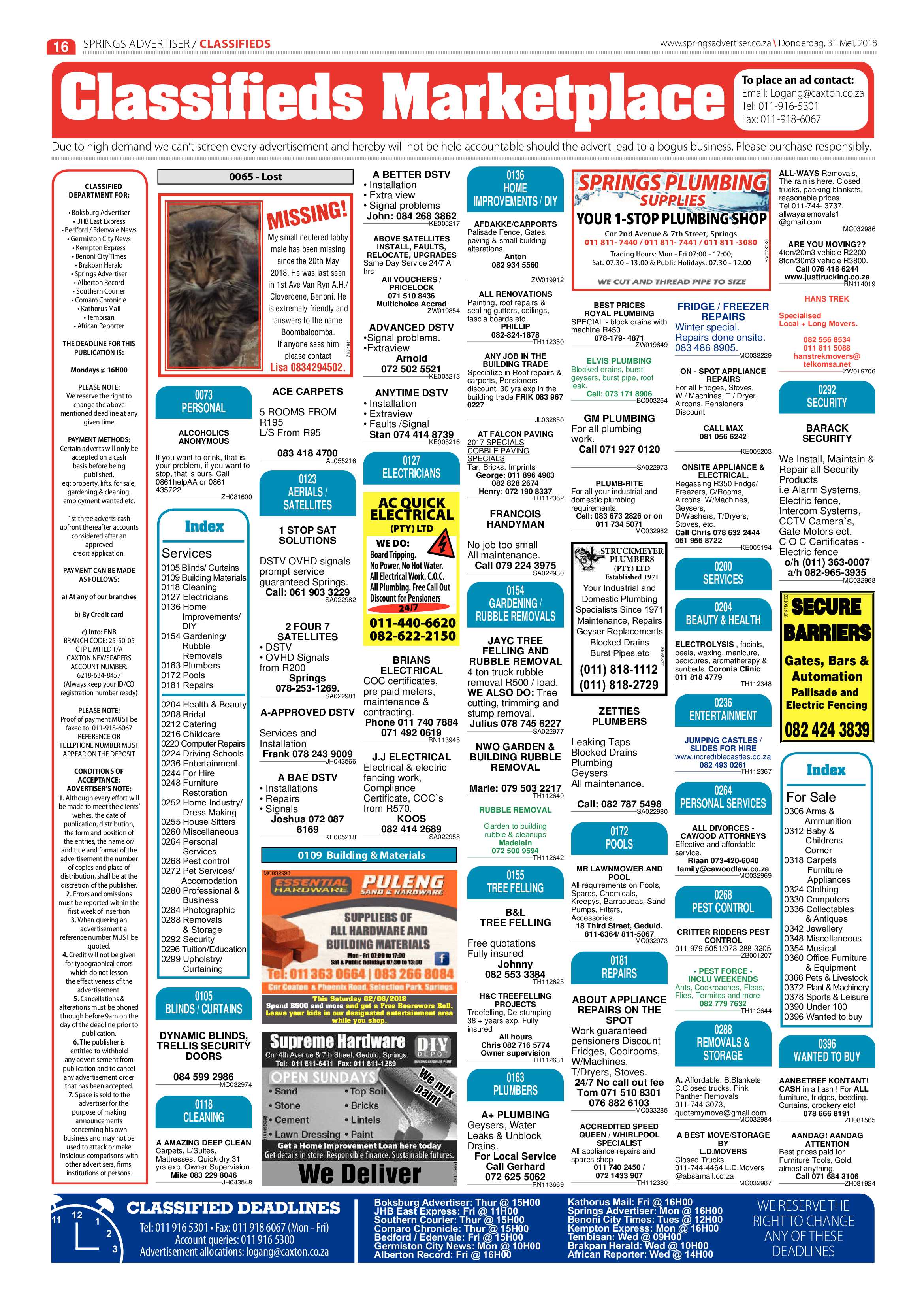 Springs Advertiser 31 May 2018 page 16