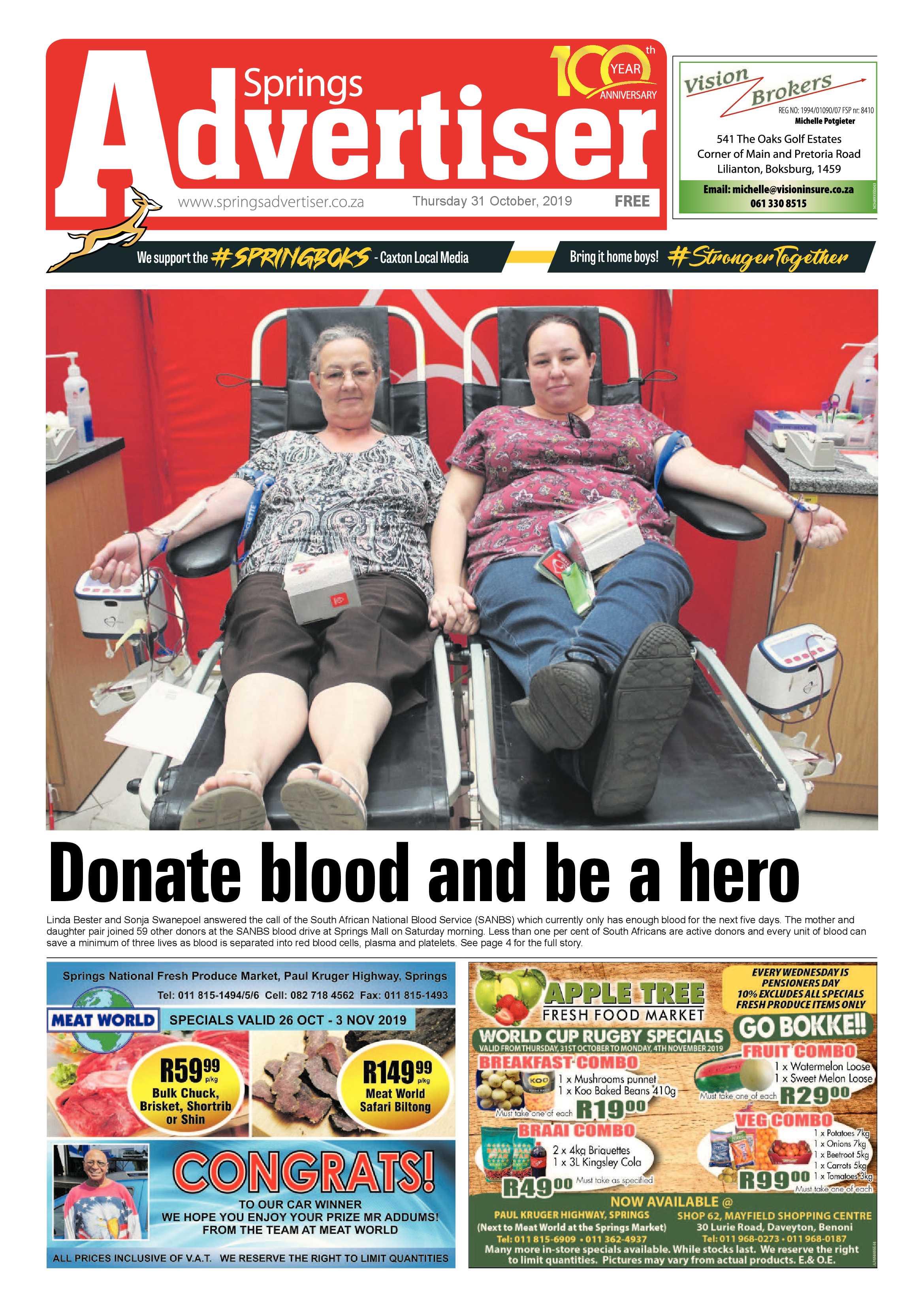 Springs Advertiser 31 October 2019 page 1