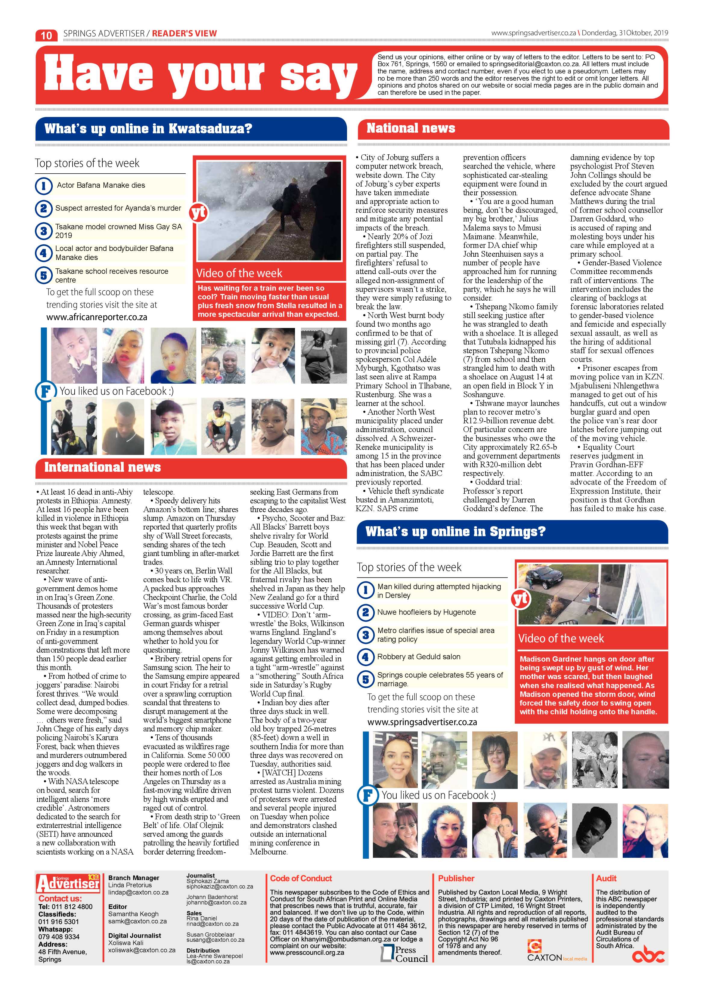 Springs Advertiser 31 October 2019 page 10