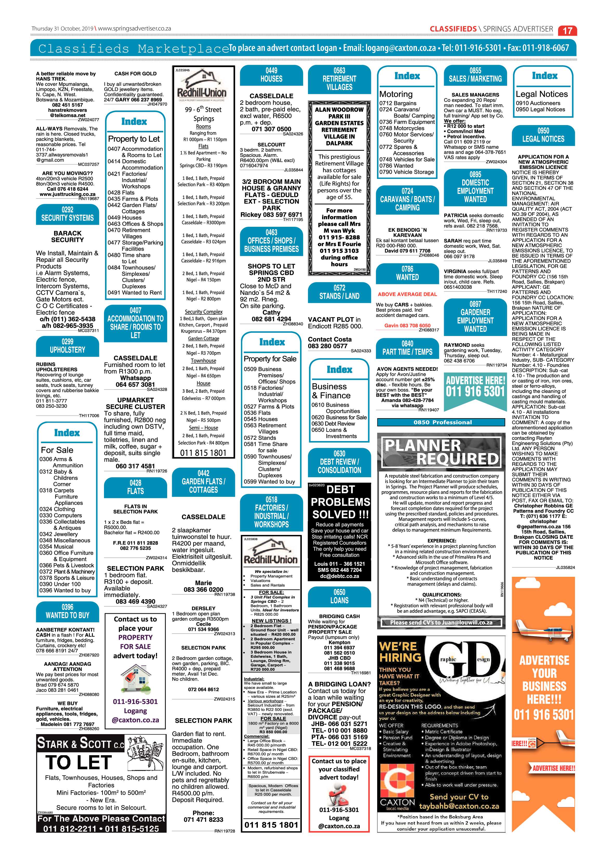 Springs Advertiser 31 October 2019 page 17