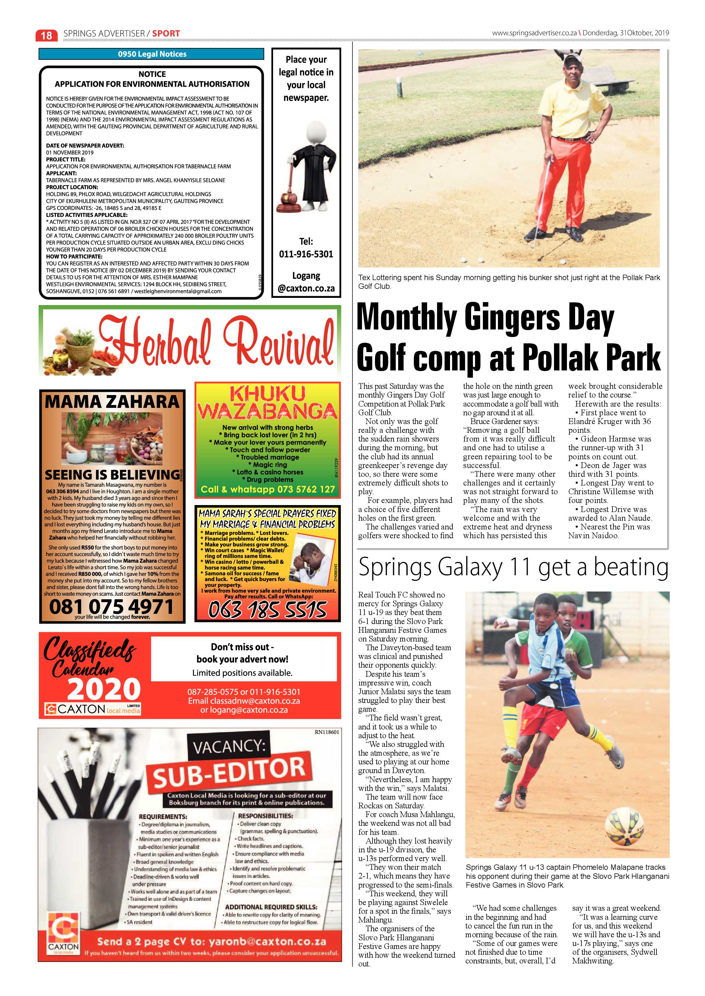 Springs Advertiser 31 October 2019 page 18