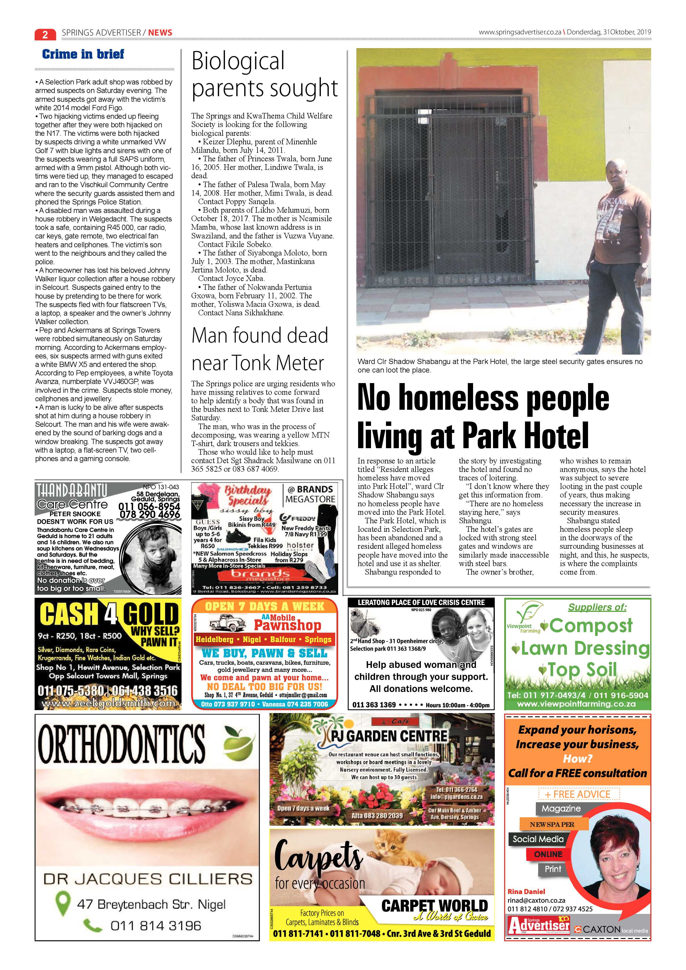 Springs Advertiser 31 October 2019 page 2