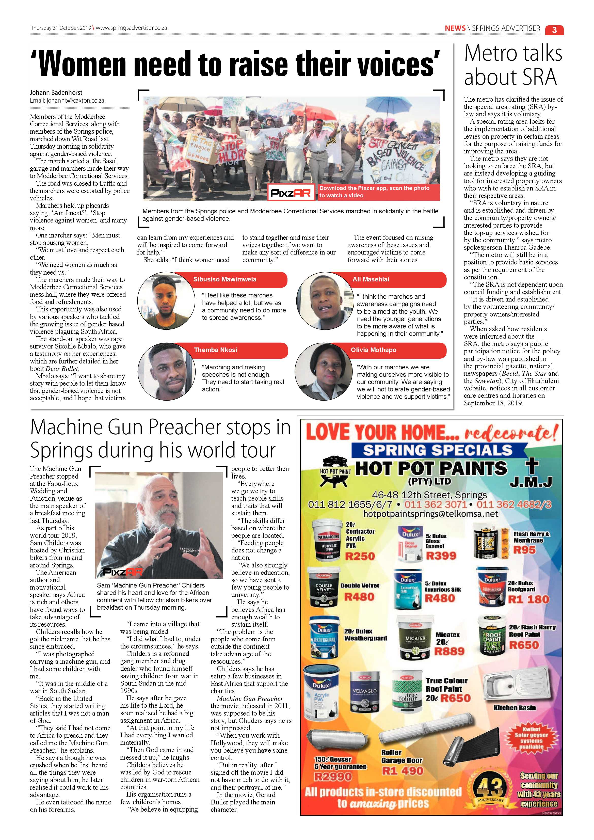 Springs Advertiser 31 October 2019 page 3