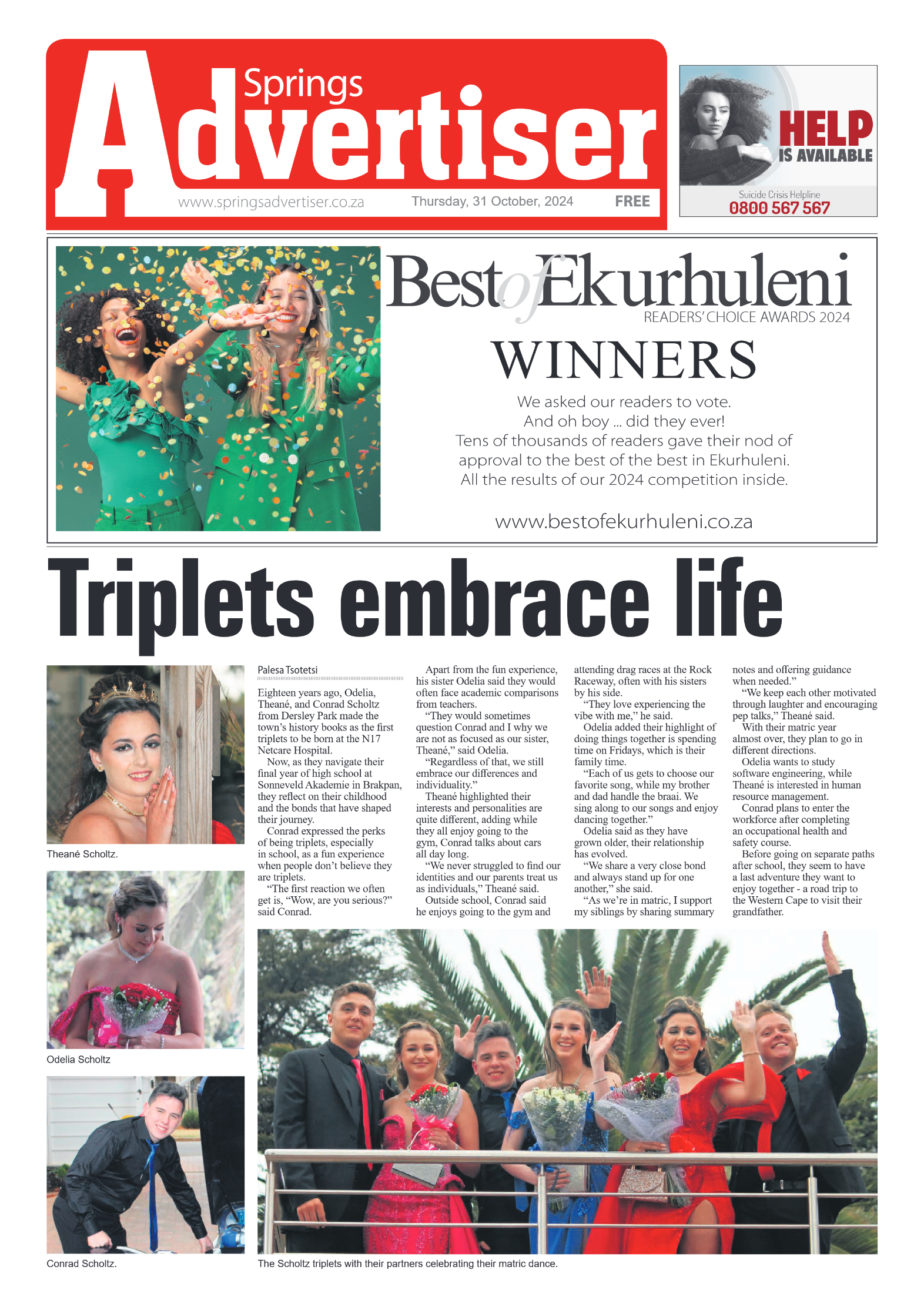 Springs Advertiser 31 October 2024 page 1