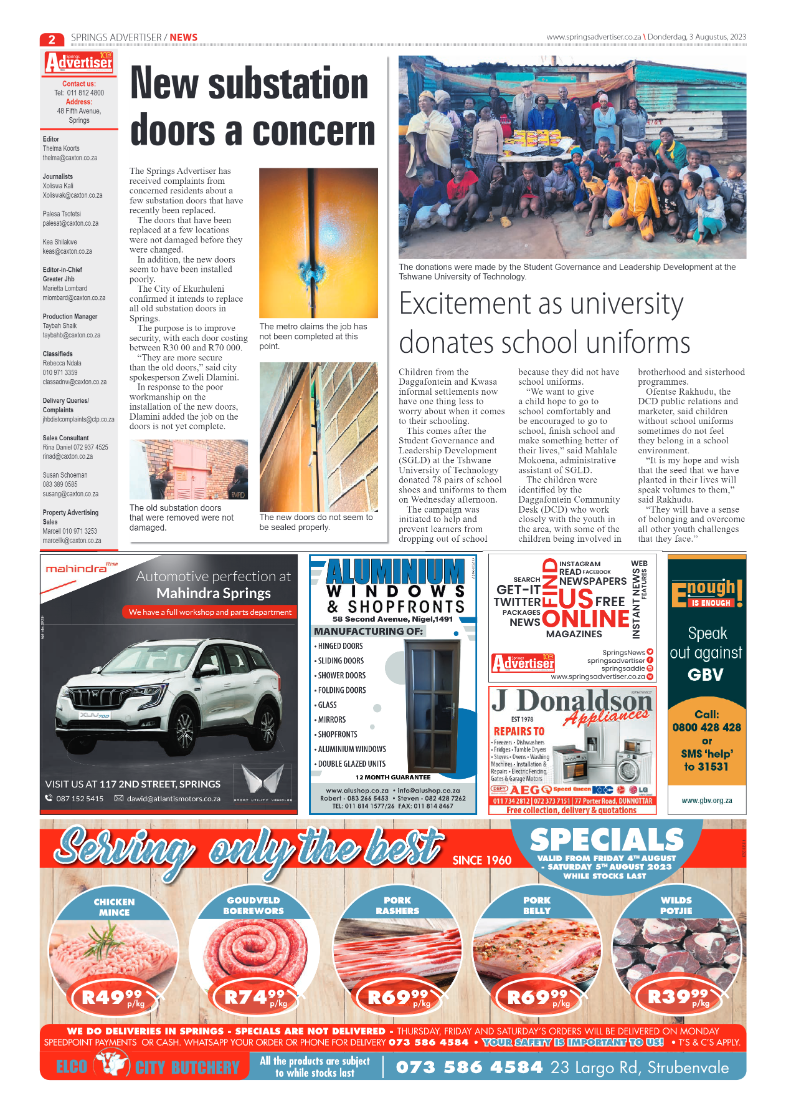 Springs Advertiser 3 August 2023 page 2