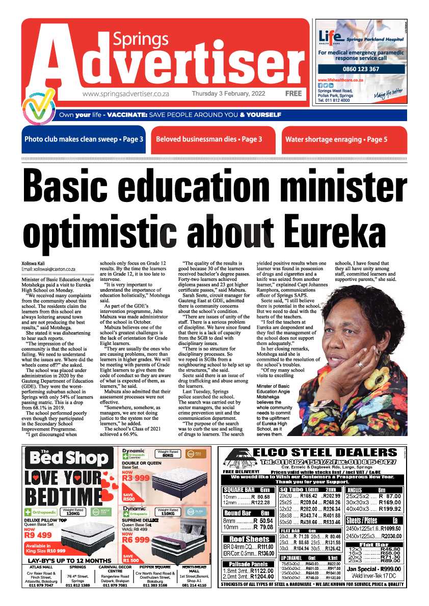 Springs Advertiser 3 February 2022 page 1