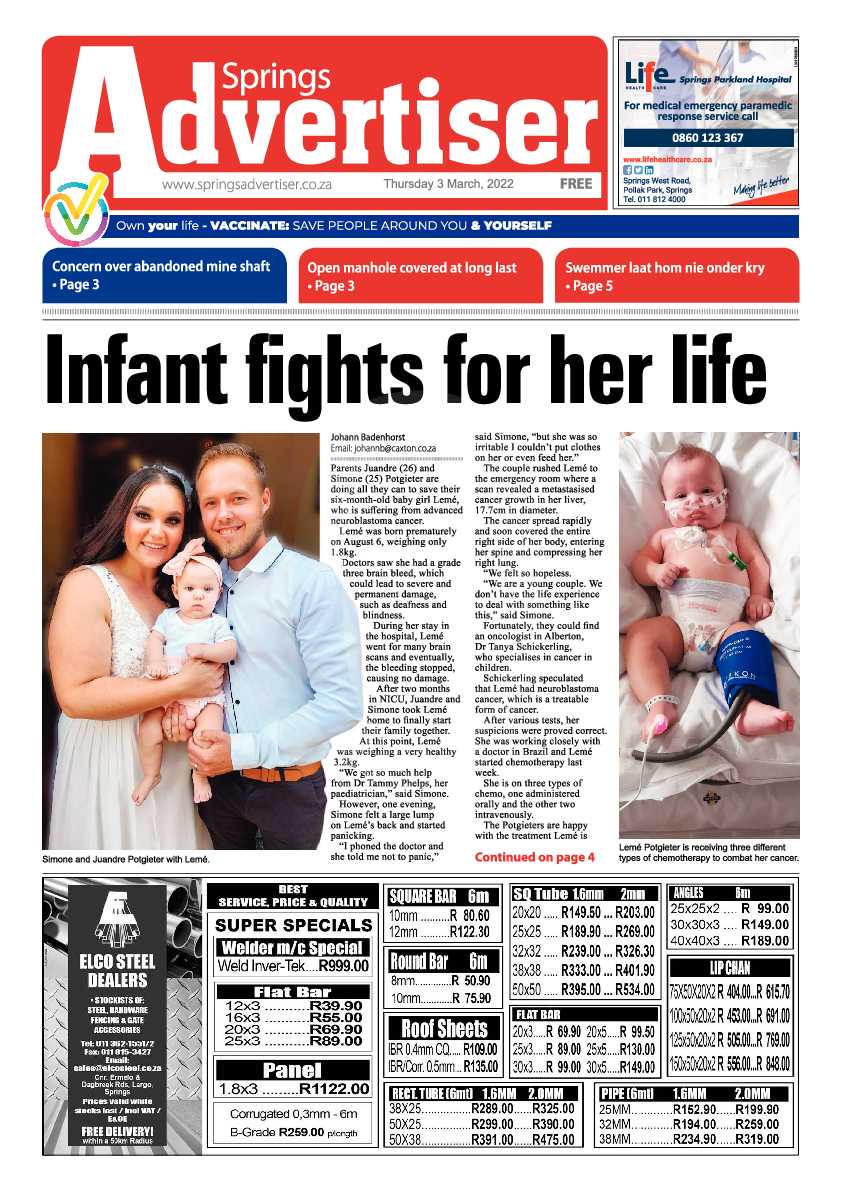 Springs Advertiser 3 March 2022 page 1