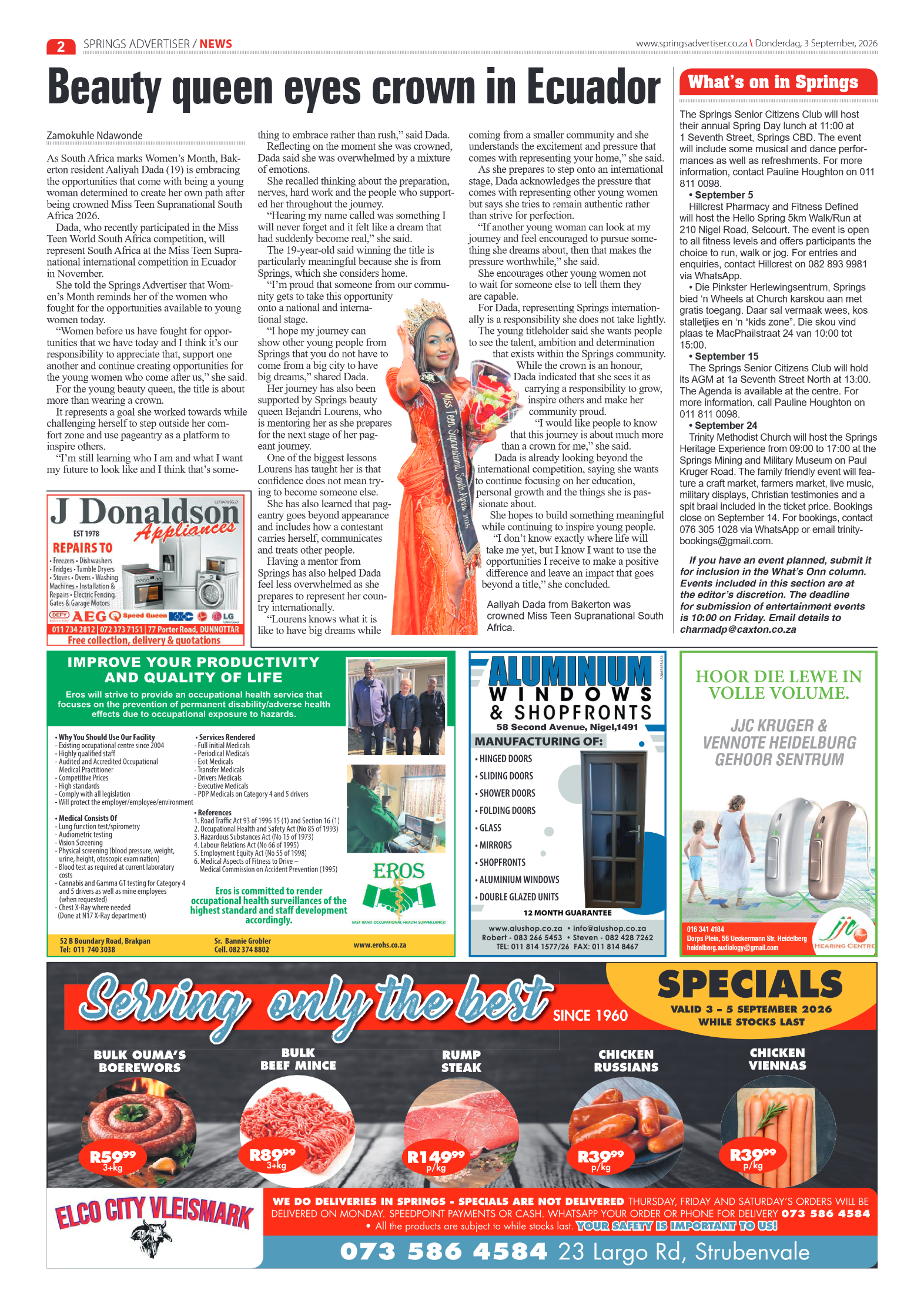 Springs Advertiser 3 September 2026 page 2