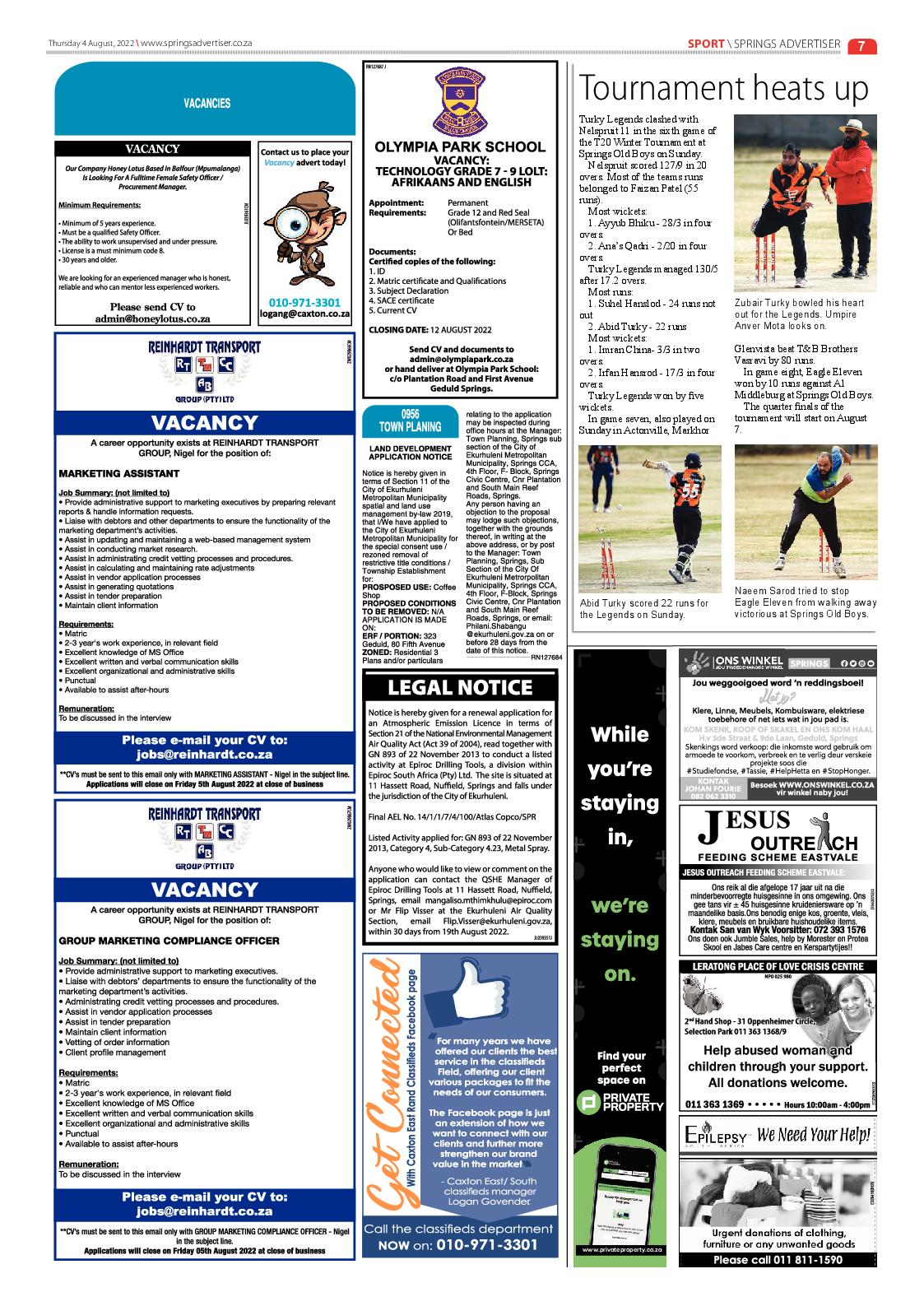 Springs Advertiser 4 August 2022 page 15