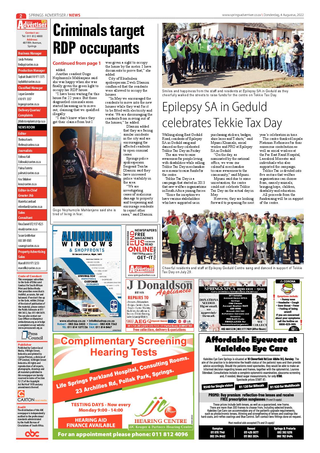 Springs Advertiser 4 August 2022 page 2