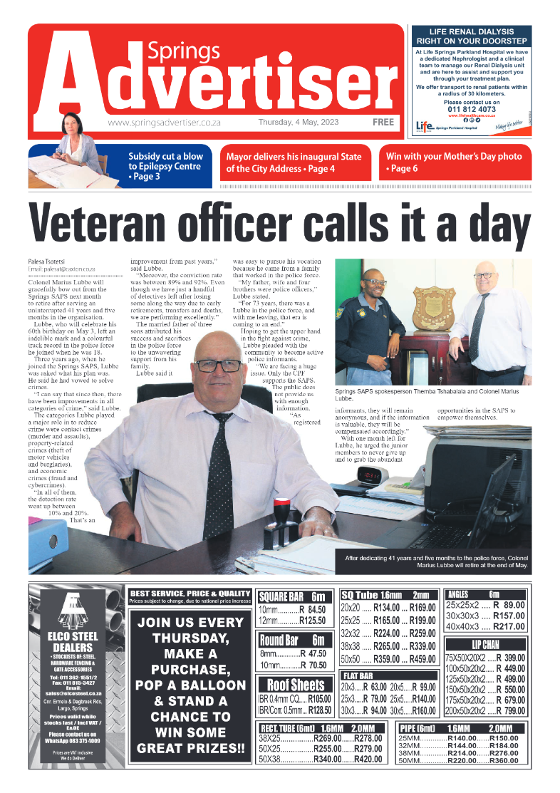 Springs Advertiser 4 May 2023 page 1