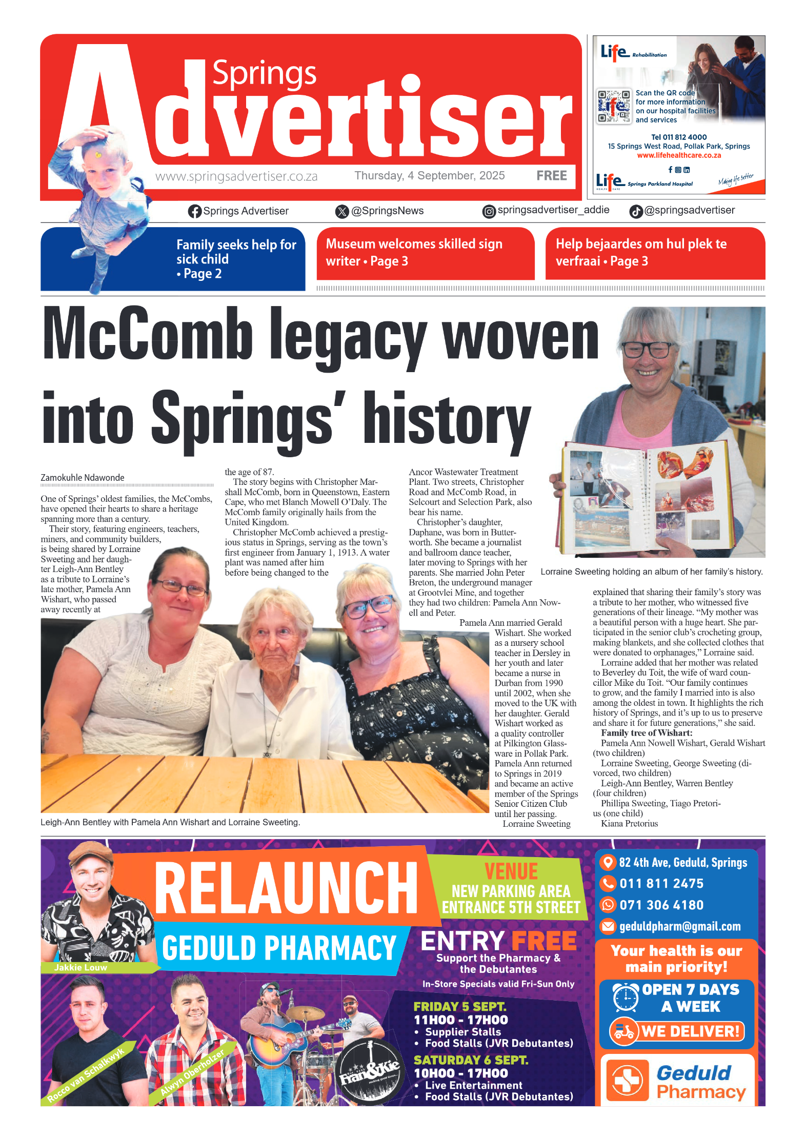 Springs Advertiser 4 September 2025 page 1