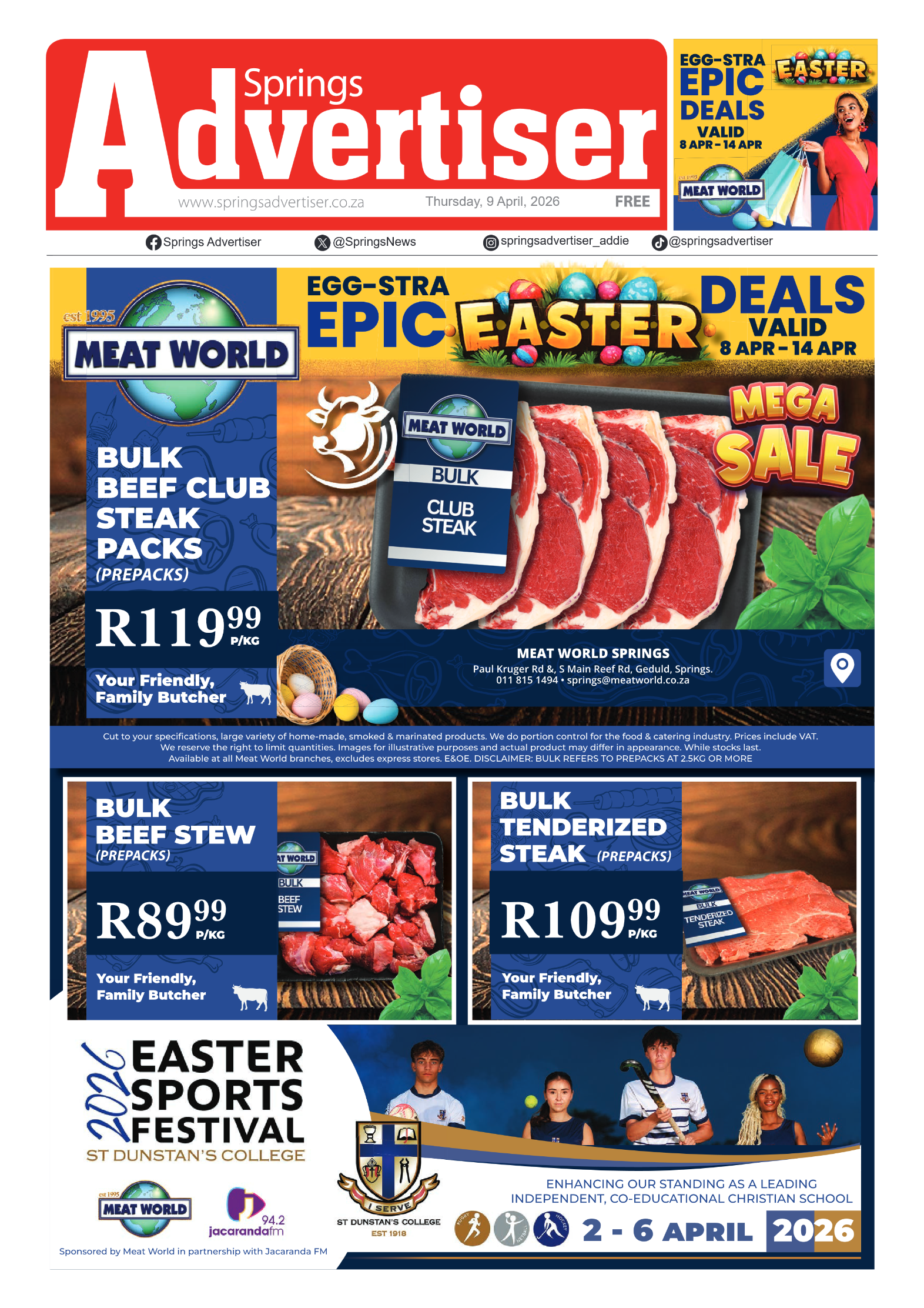 Springs Advertiser 5 April 2026 page 1